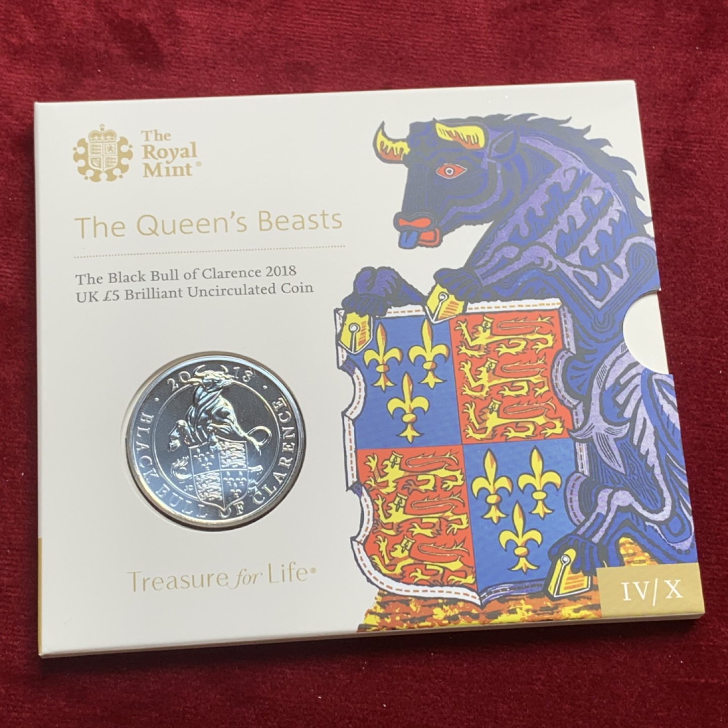 《竞宝斋》第121场-周日，周一 ，2场连拍（全场包邮） 卡册 英国2018年 英国5镑克朗型纪念币BU，威斯敏斯特十野兽之一（克拉伦斯黑牛号）铜镍合金，重28.28g