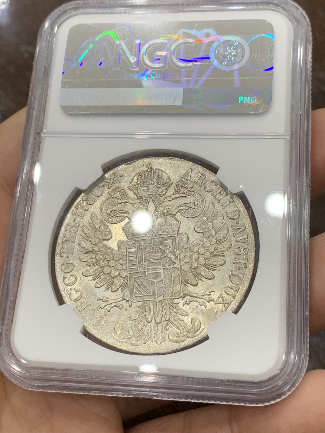 《竞宝斋》第121场-周日，周一 ，2场连拍（全场包邮） NGC UNC评级 奥地利 1780年原铸大奶妈 米兰版 发行时间在1815-1828年 目录编号36a