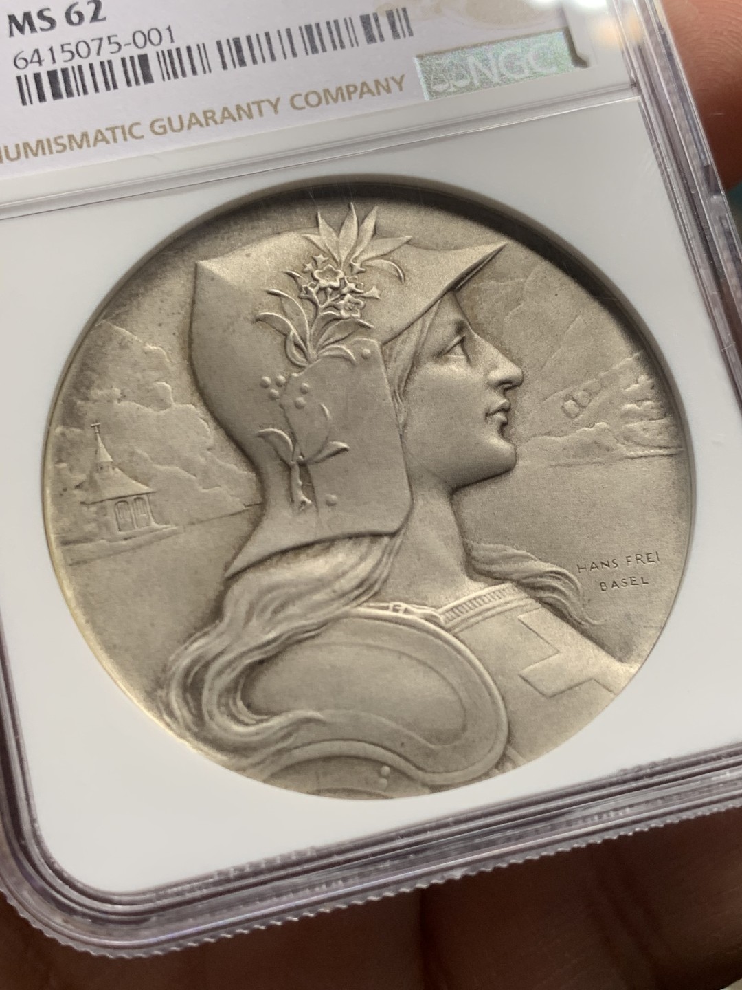 《竞宝斋》第121场-周日，周一 ，2场连拍（全场包邮） NGC MS62 瑞士1901 卢塞尔射击节银章 状态非常好的一枚