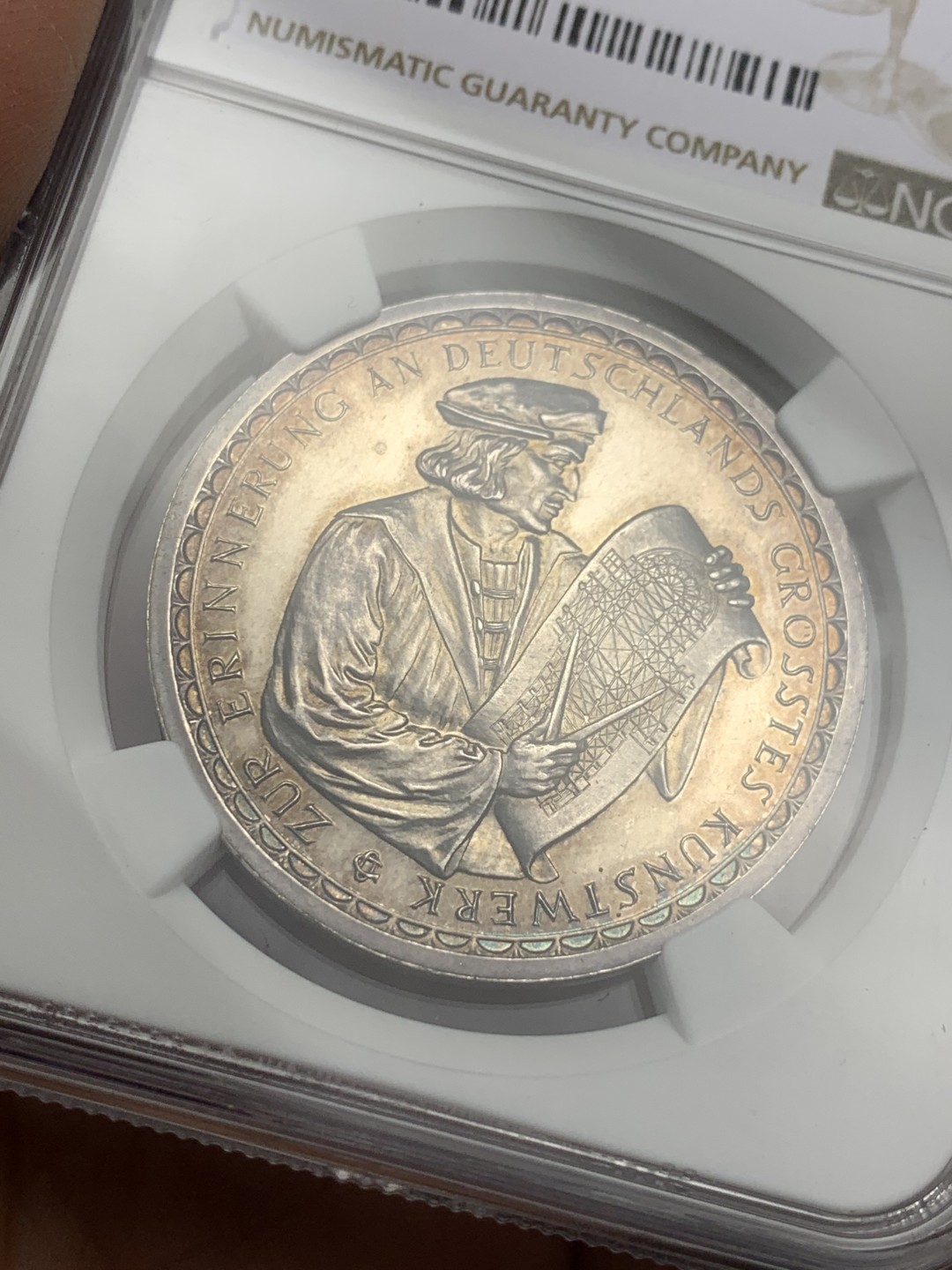 《竞宝斋》第121场-周日，周一 ，2场连拍（全场包邮） NGC MS62DPL 1928年德国科隆大教堂纪念银章 难得深镜面DPL底板