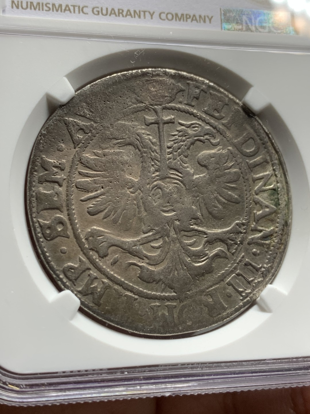 《竞宝斋》第121场-周日，周一 ，2场连拍（全场包邮） NGC-FINE 德国埃姆登 1624年 28S 双头鹰大银币 稀少品种