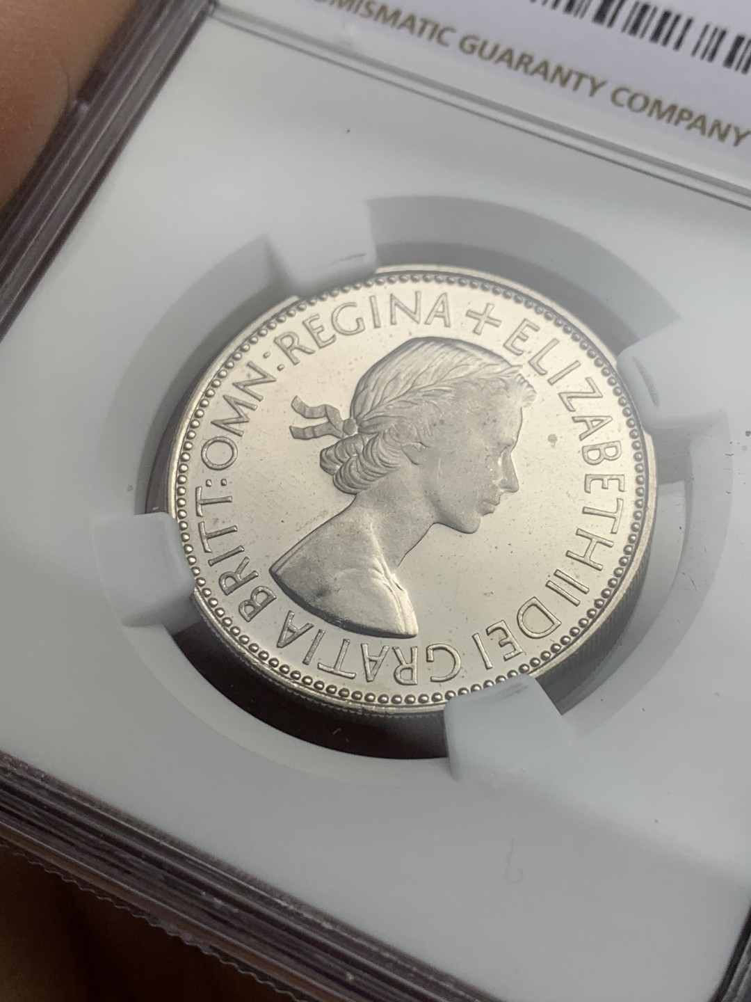 《竞宝斋》第121场-周日，周一 ，2场连拍（全场包邮） NGC PF63CAMEO 英国 伊丽莎白二世 登基纪念 1953年2先令精制镍币