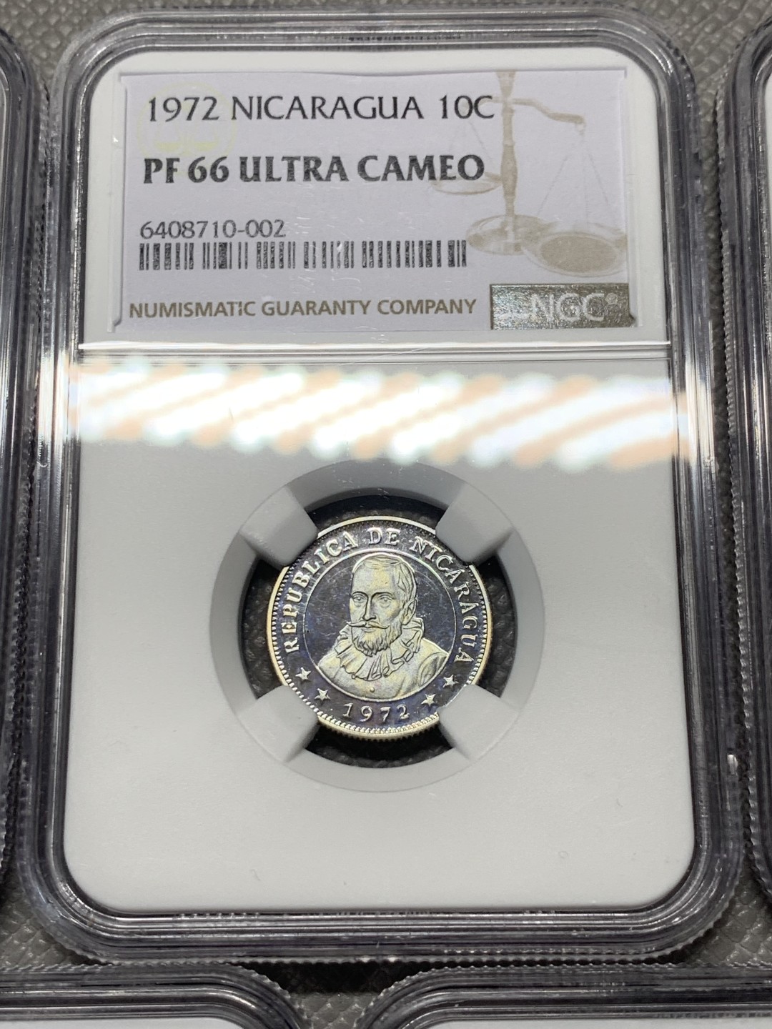 《竞宝斋》第121场-周日，周一 ，2场连拍（全场包邮） 五枚全套NGC-PF66 尼加拉瓜1972年 五岳精制币 其中5分是错版 非常非常稀少