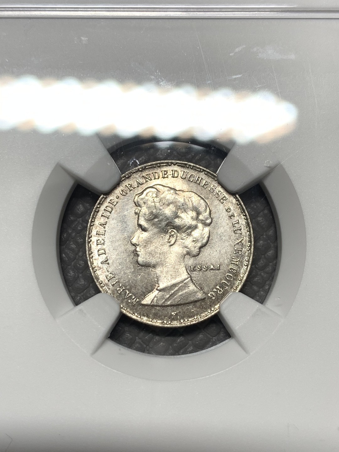 《竞宝斋》第121场-周日，周一 ，2场连拍（全场包邮） NGC-MS64 卢森堡1914年 第一大公玛丽·阿黛拉伊德 ESSAI厂 50分银制样币 非常稀少