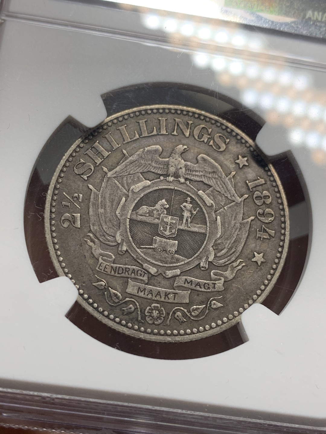 《竞宝斋》第121场-周日，周一 ，2场连拍（全场包邮） NGC AU 1894 南非2.5先令，原味包浆，无清洗痕迹