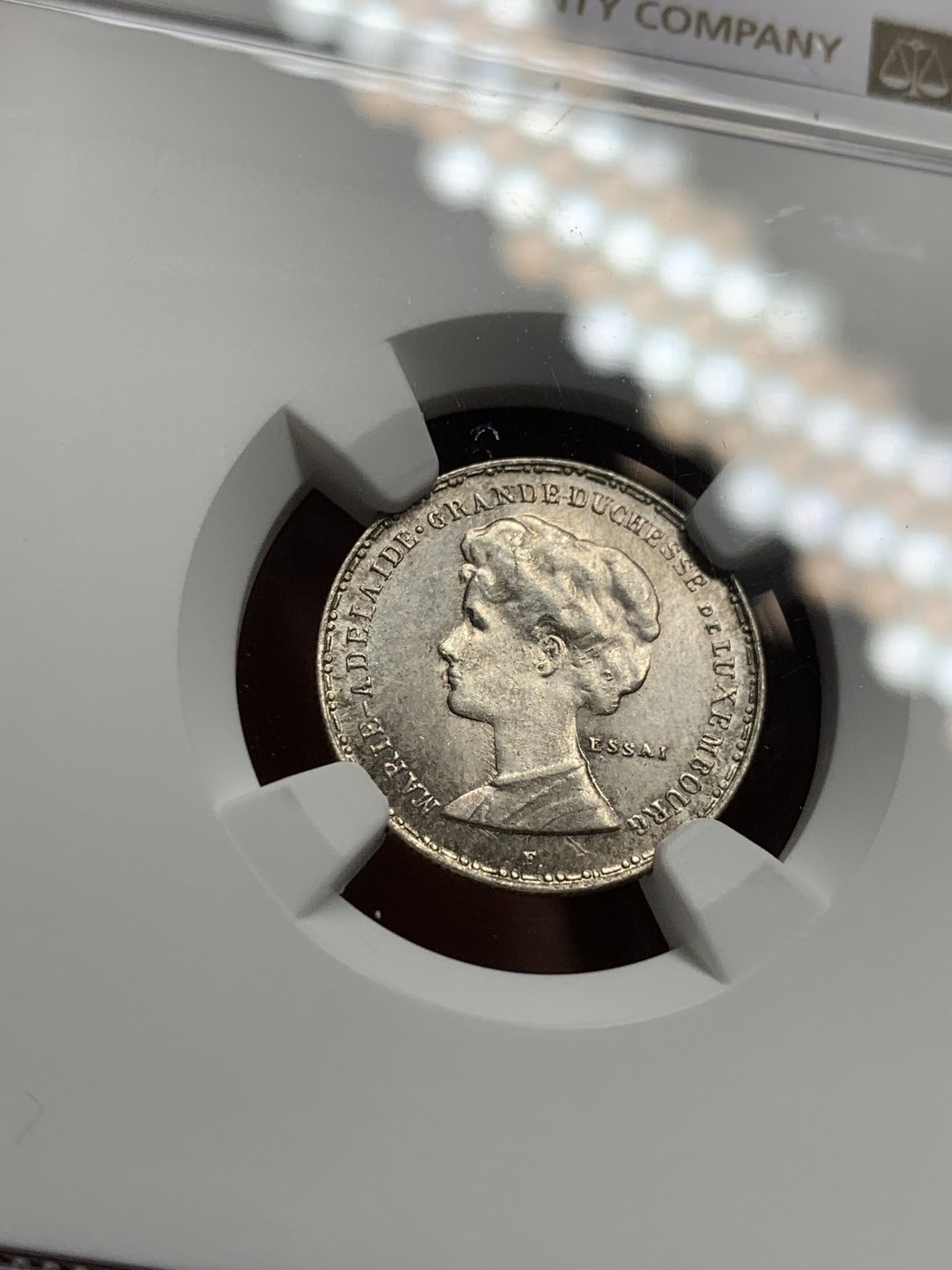 《竞宝斋》第121场-周日，周一 ，2场连拍（全场包邮） NGC-MS64 卢森堡1914年 第一大公玛丽·阿黛拉伊德 ESSAI厂 50分银制样币 非常稀少