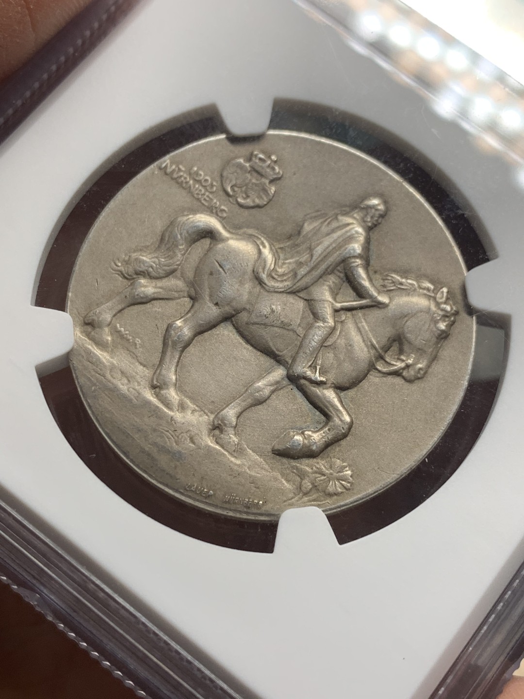 《竞宝斋》第121场-周日，周一 ，2场连拍（全场包邮） NGC MS64 德国 1905年 威廉一世纽伦堡皇帝纪念碑揭幕仪式纪念银章