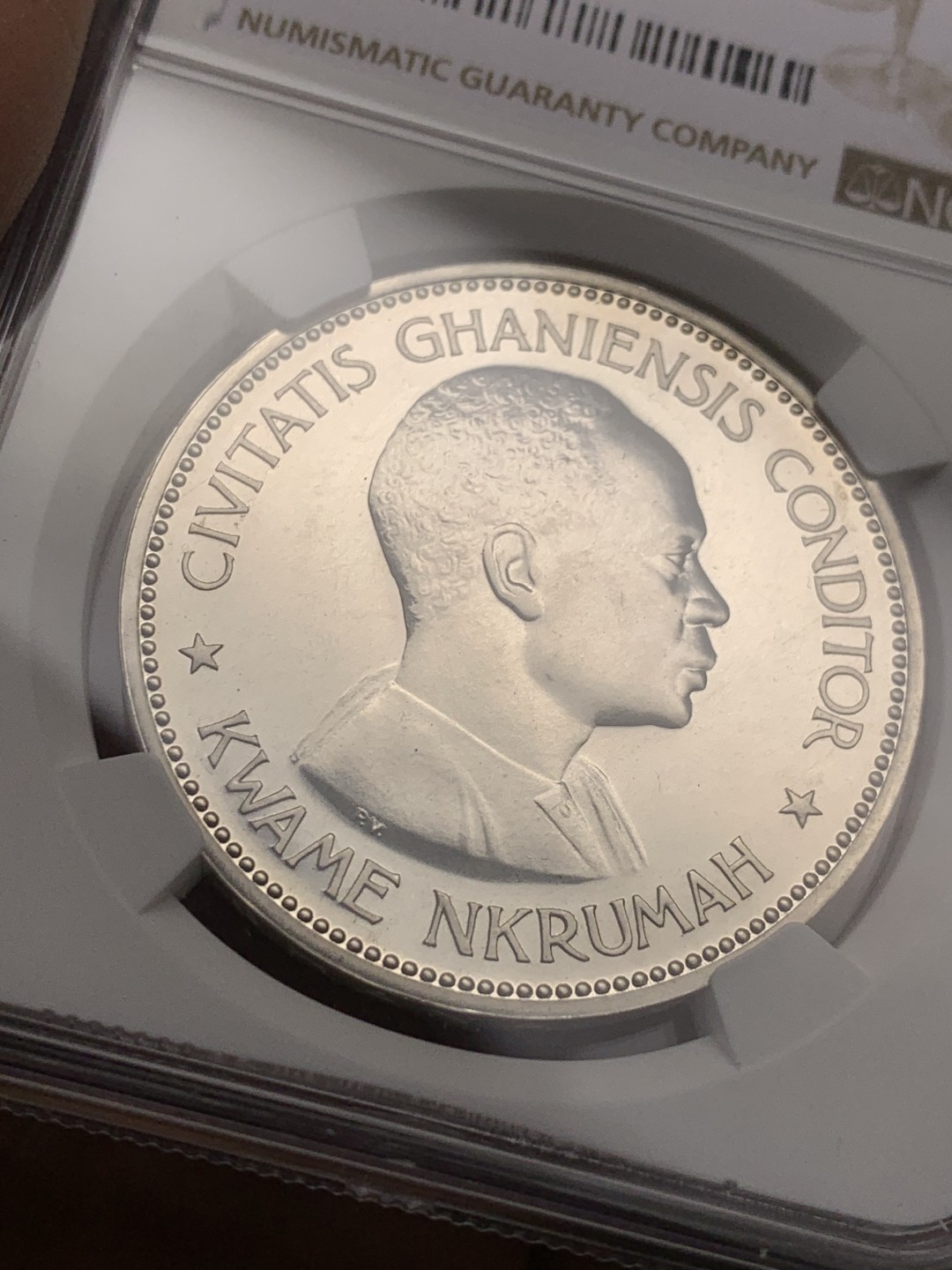 《竞宝斋》第121场-周日，周一 ，2场连拍（全场包邮） NGC-PF65 加纳 1958年 大五星 10先令精制大银币 这算是早期精制大银币非常稀少的品种