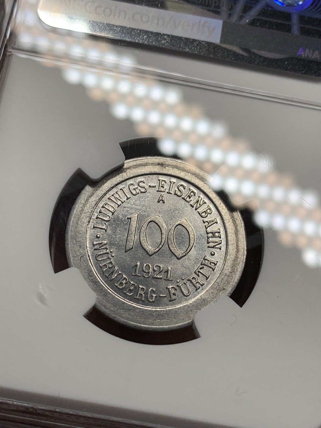 《竞宝斋》第121场-周日，周一 ，2场连拍（全场包邮） NGC MS64 德紧 1921 纽伦堡 100盆妮 小火车代币 状态好