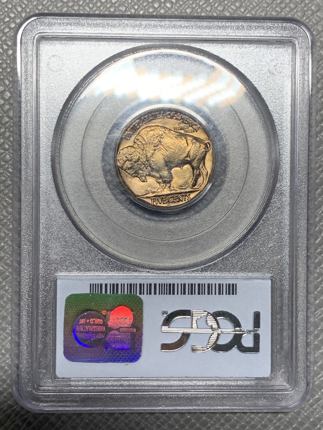 《竞宝斋》第121场-周日，周一 ，2场连拍（全场包邮） PCGS MS66 美国 1938年 印第安野牛 5分 状态非常好 老白标 竟然有炫光