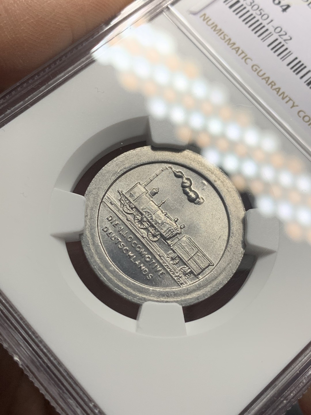 《竞宝斋》第121场-周日，周一 ，2场连拍（全场包邮） NGC MS64 德紧 1921 纽伦堡 100盆妮 小火车代币 状态好