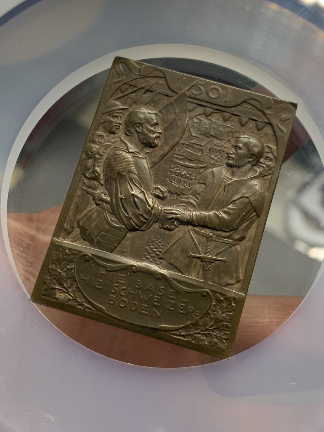 《竞宝斋》第121场-周日，周一 ，2场连拍（全场包邮） NGC大盒 MS64 瑞士1901年 巴塞尔自治 纪念大铜章