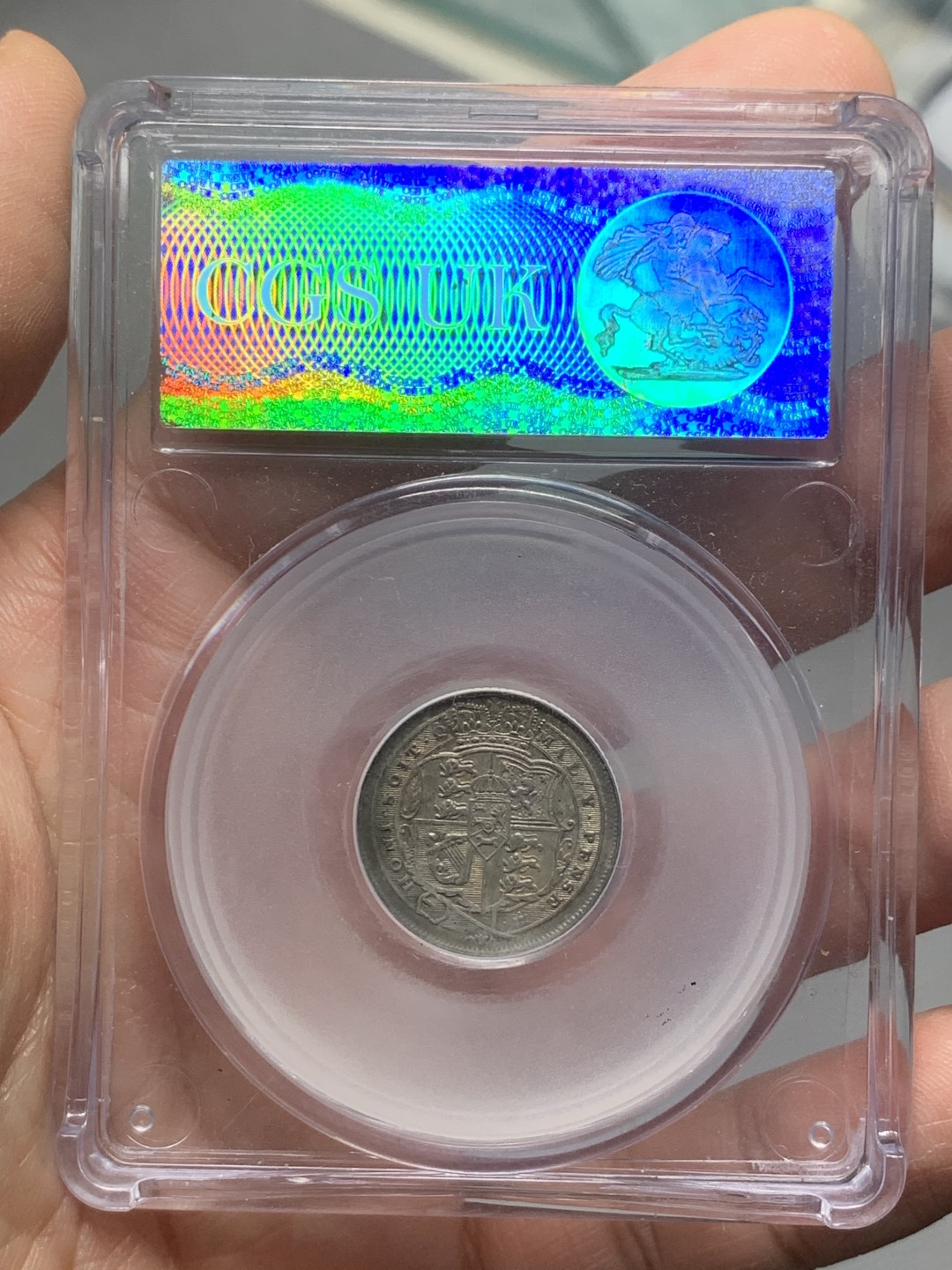 《竞宝斋》第121场-周日，周一 ，2场连拍（全场包邮） 英国 本土评级CGS UNC80  1817年 乔三 6便士银币 深彩包浆细节好