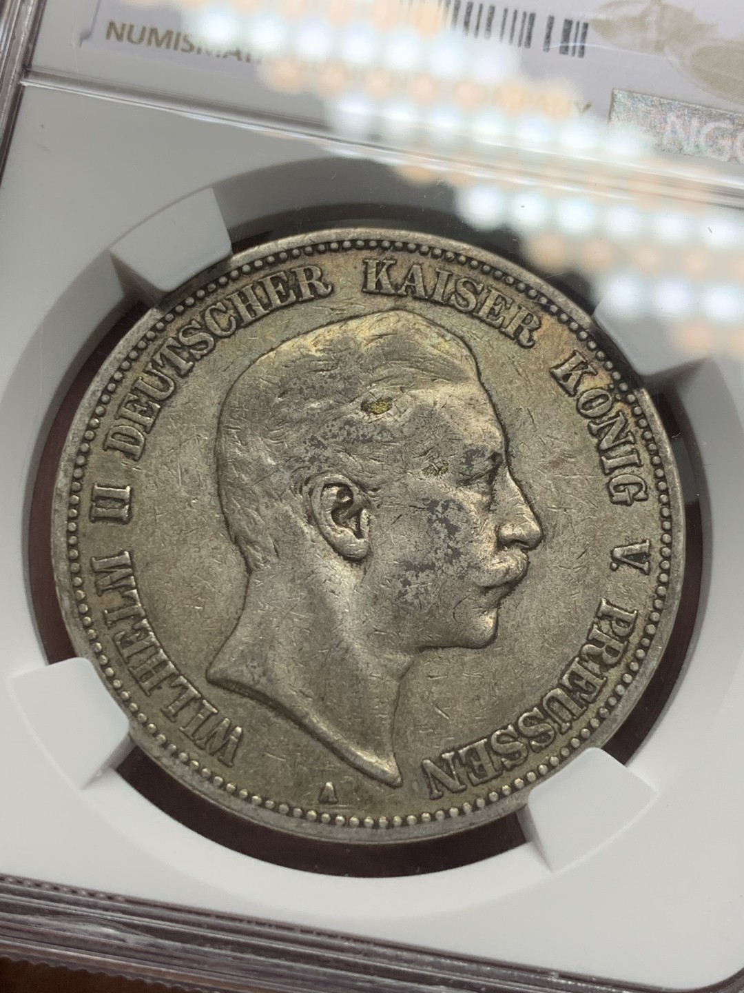 《竞宝斋》第121场-周日，周一 ，2场连拍（全场包邮） NGC-XF40 德国普鲁士 1903年 5马克银币 原味好品