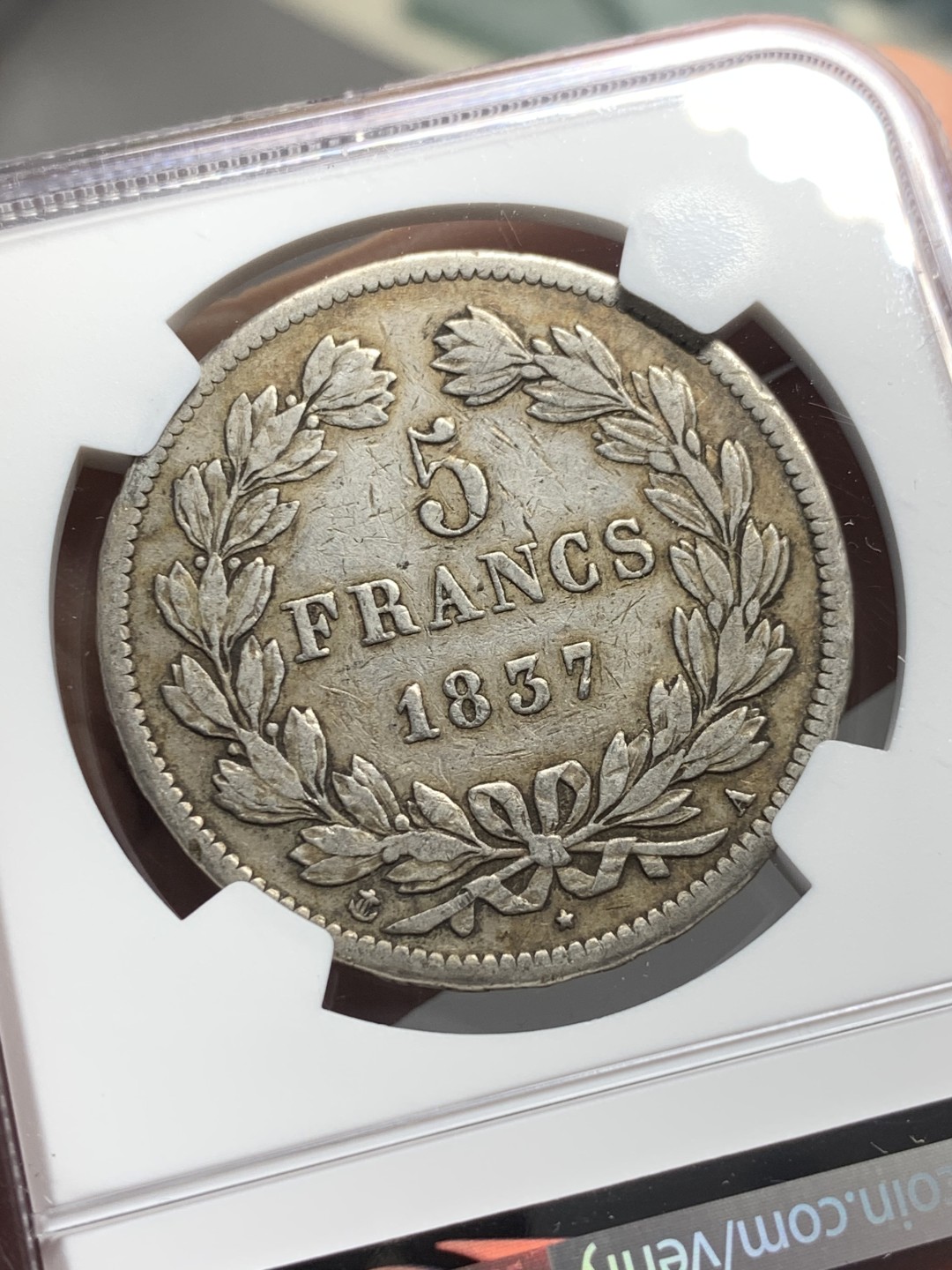 《竞宝斋》第121场-周日，周一 ，2场连拍（全场包邮） NGC-VF35 法国1837年 菲利普一世 5法郎大银币 原味好品