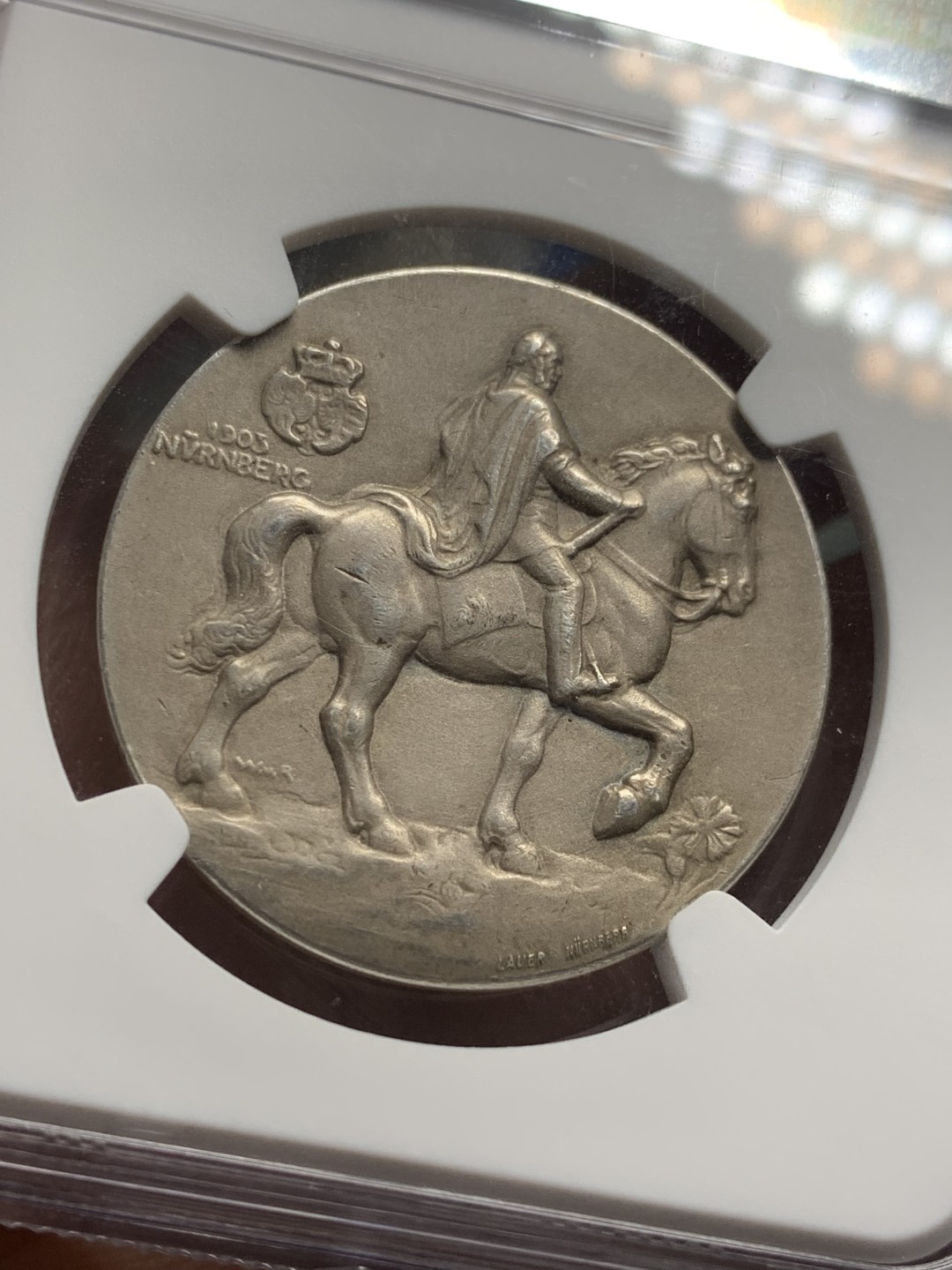 《竞宝斋》第121场-周日，周一 ，2场连拍（全场包邮） NGC MS64 德国 1905年 威廉一世纽伦堡皇帝纪念碑揭幕仪式纪念银章