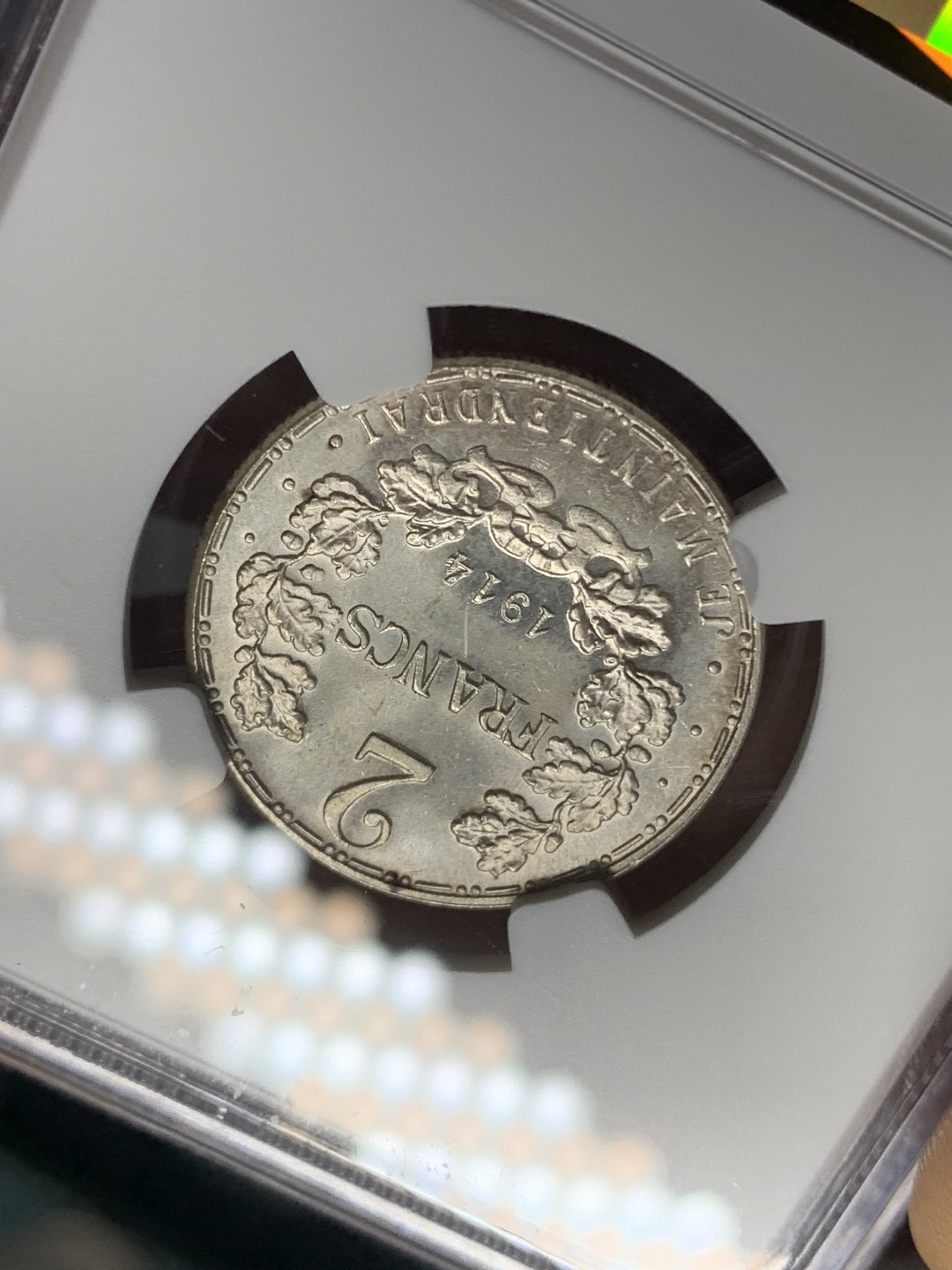 《竞宝斋》第121场-周日，周一 ，2场连拍（全场包邮） NGC-MS64 卢森堡1914年 第一大公玛丽·阿黛拉伊德 ESSAI厂 2法郎银制样币 非常稀少