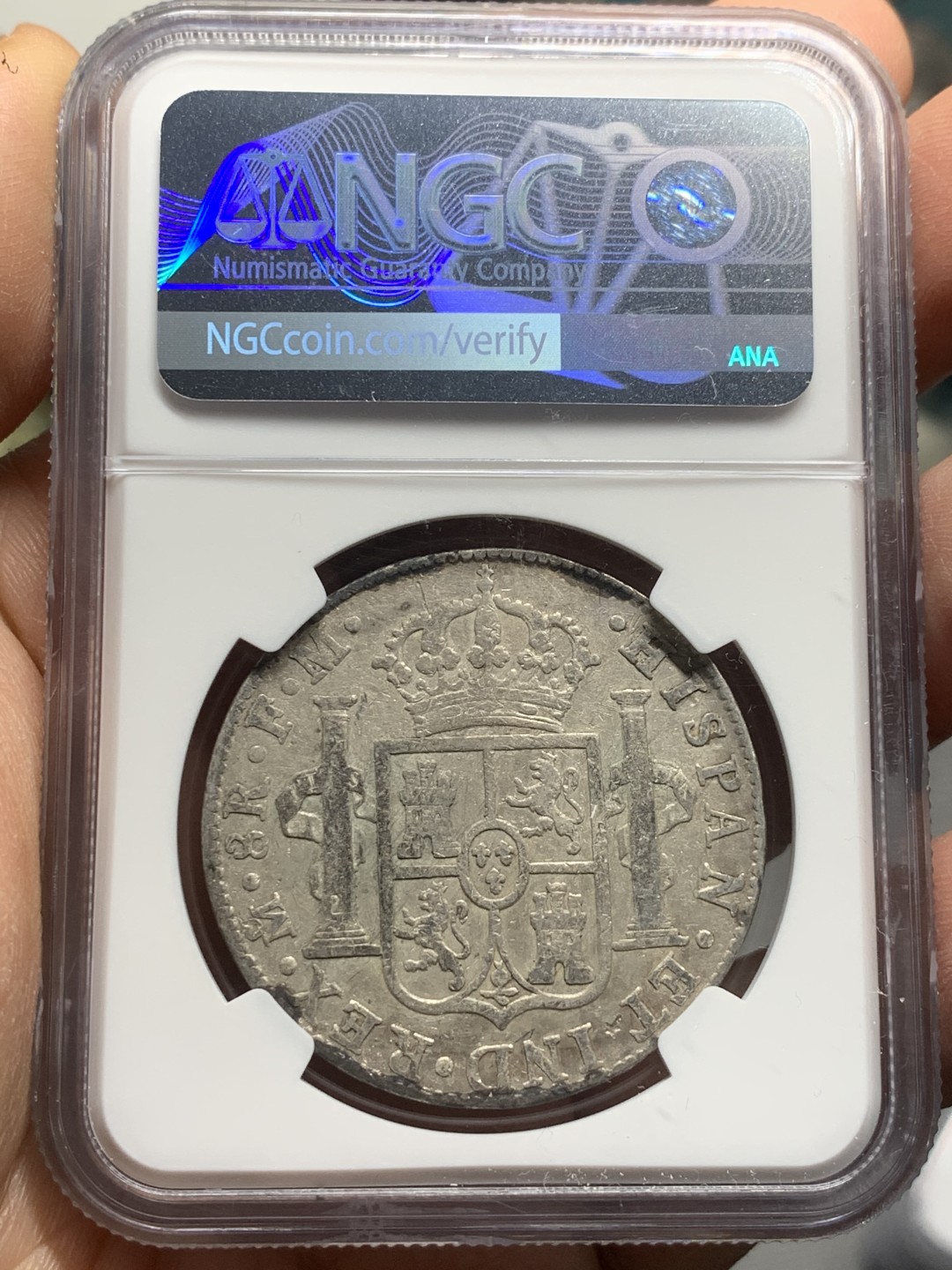 《竞宝斋》第121场-周日，周一 ，2场连拍（全场包邮） NGC F 墨西哥 1789年 卡三 双柱 大银币 不错的品种