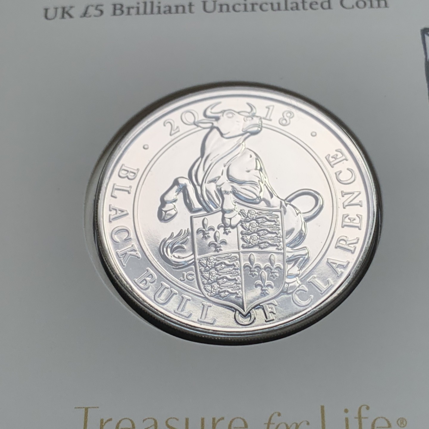 《竞宝斋》第121场-周日，周一 ，2场连拍（全场包邮） 卡册 英国2018年 英国5镑克朗型纪念币BU，威斯敏斯特十野兽之一（克拉伦斯黑牛号）铜镍合金，重28.28g