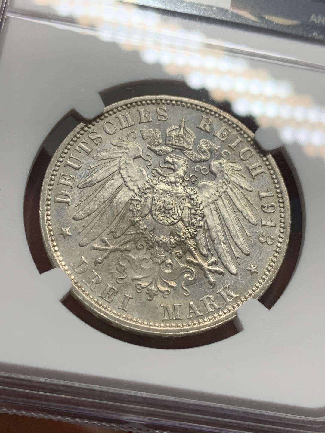 《竞宝斋》第121场-周日，周一 ，2场连拍（全场包邮） NGC-UNC 德国 1913年 莱比锡纪功碑3马克 银币