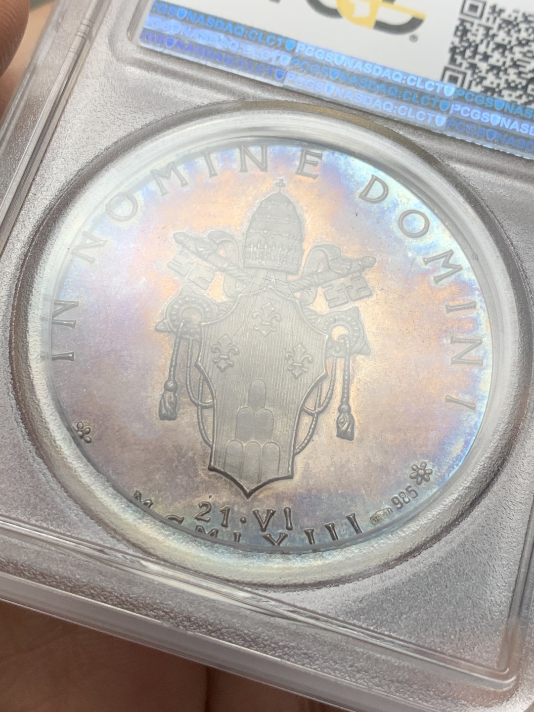 《竞宝斋》第121场-周日，周一 ，2场连拍（全场包邮） PCGS  MS-63 梵蒂冈 1963年  教皇保罗六世大银章，镜面底板