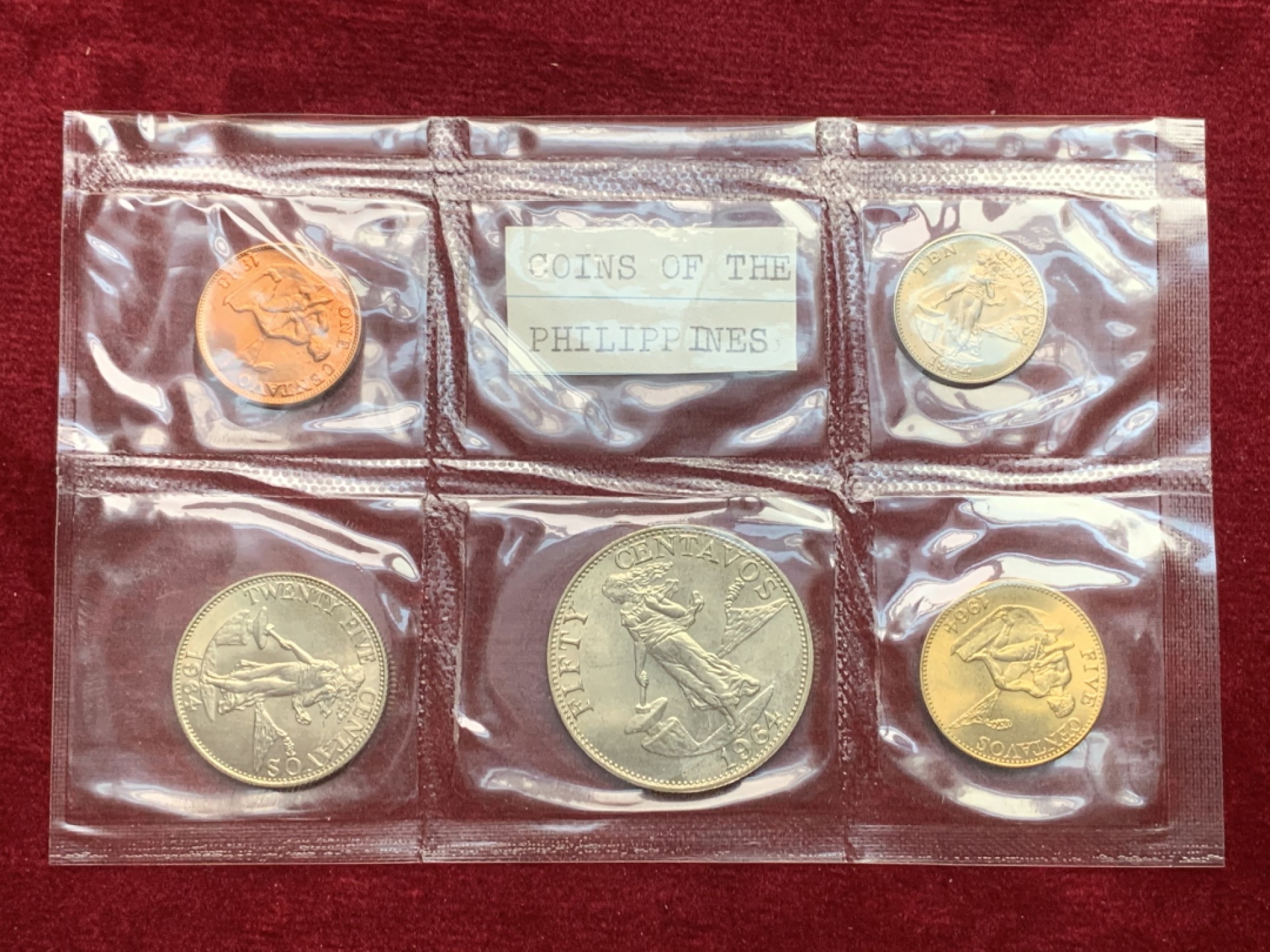 《竞宝斋》第121场-周日，周一 ，2场连拍（全场包邮） 菲律宾1963-1964打铁图案套币，密封BU收藏好品