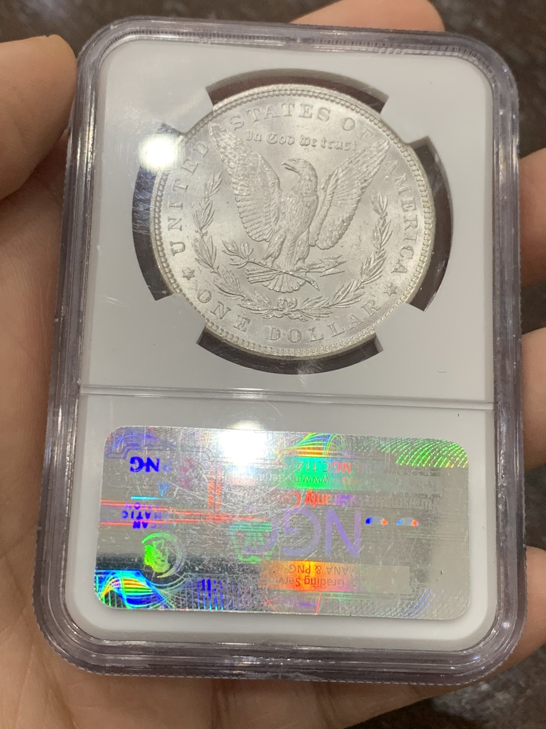 《竞宝斋》第121场-周日，周一 ，2场连拍（全场包邮） NGC MS63 美国 1887年 摩根1美元银币 该币来自美国财政部国库储备 比较有意义 状态参数见币