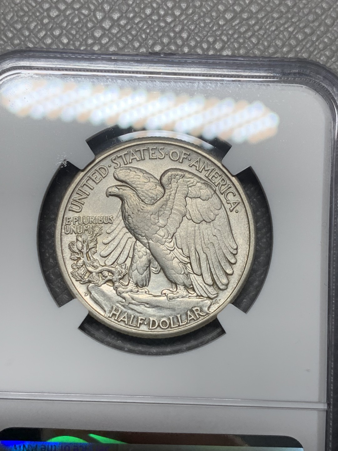 《竞宝斋》第121场-周日，周一 ，2场连拍（全场包邮） NGC-AU 美国1944-D年 自由女神半圆 原光好品