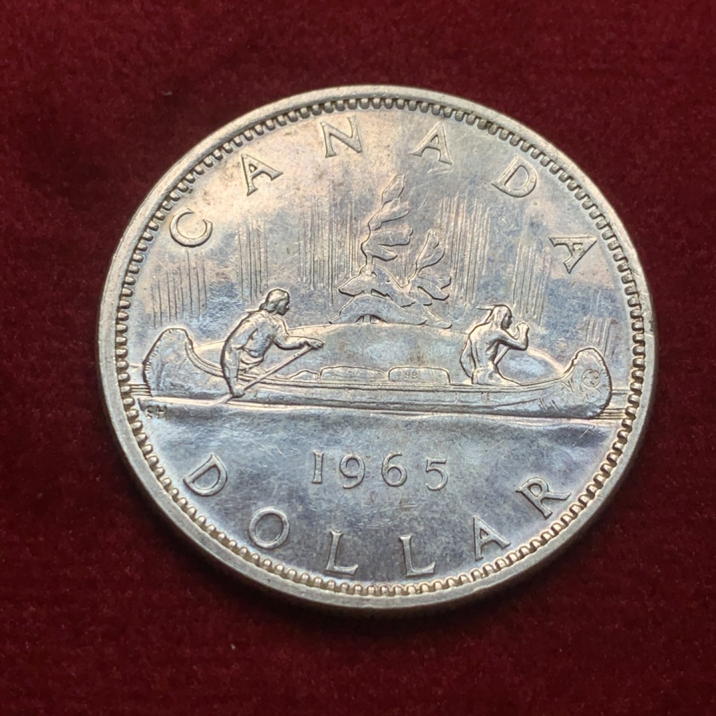 《竞宝斋》第121场-周日，周一 ，2场连拍（全场包邮） 加拿大 1965年 伊丽莎白 帆船 一元 银币