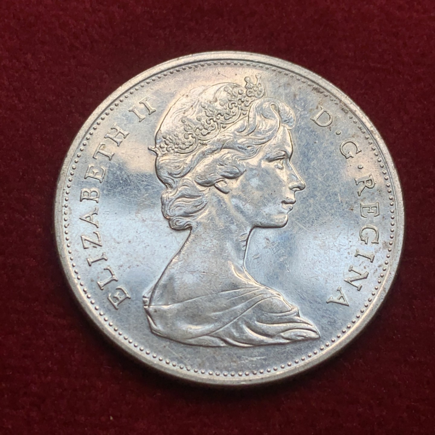 《竞宝斋》第121场-周日，周一 ，2场连拍（全场包邮） 加拿大 1965年 伊丽莎白 帆船 一元 银币