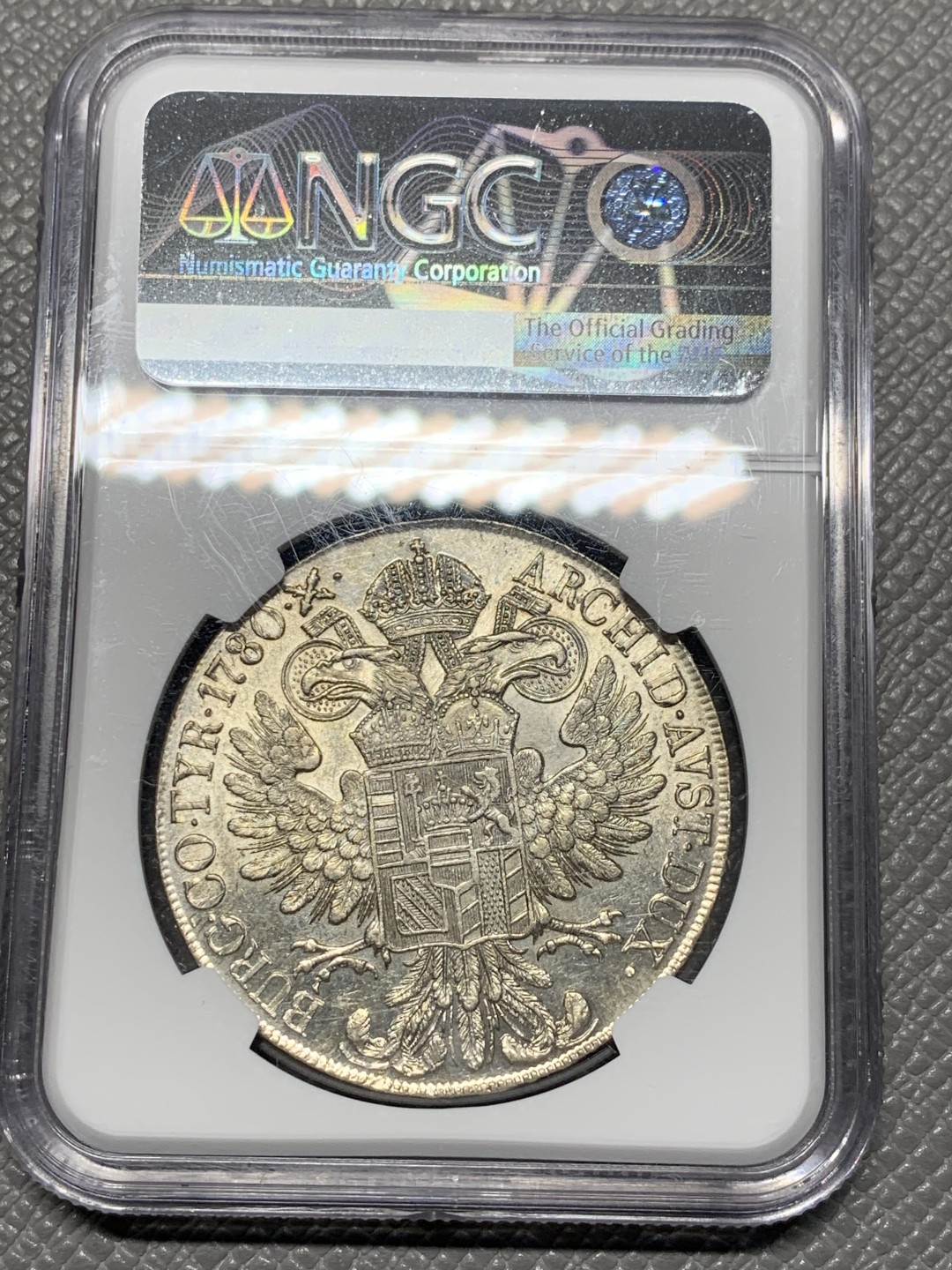 《竞宝斋》第121场-周日，周一 ，2场连拍（全场包邮） NGC UNC评级 奥地利 1780年原铸大奶妈 米兰版 发行时间在1815-1828年 目录编号36a