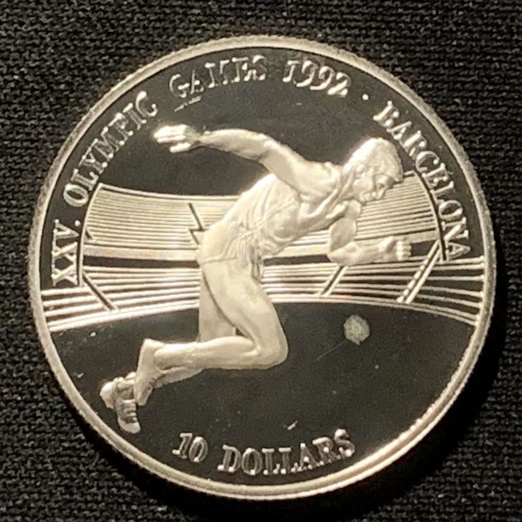 紫瑗钱币——第264期拍卖 库克群岛 1990年 巴塞罗那奥运会 短跑 10元 10克 0.925银 精制