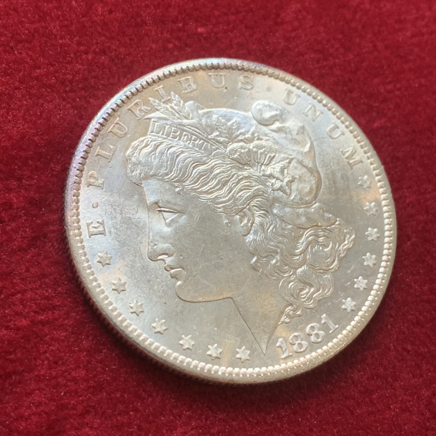 《竞宝斋》第121场-周日，周一 ，2场连拍（全场包邮） 美国 1881年 摩根银元 BU品 难得状态 可以送评 这样的裸币不要错过了