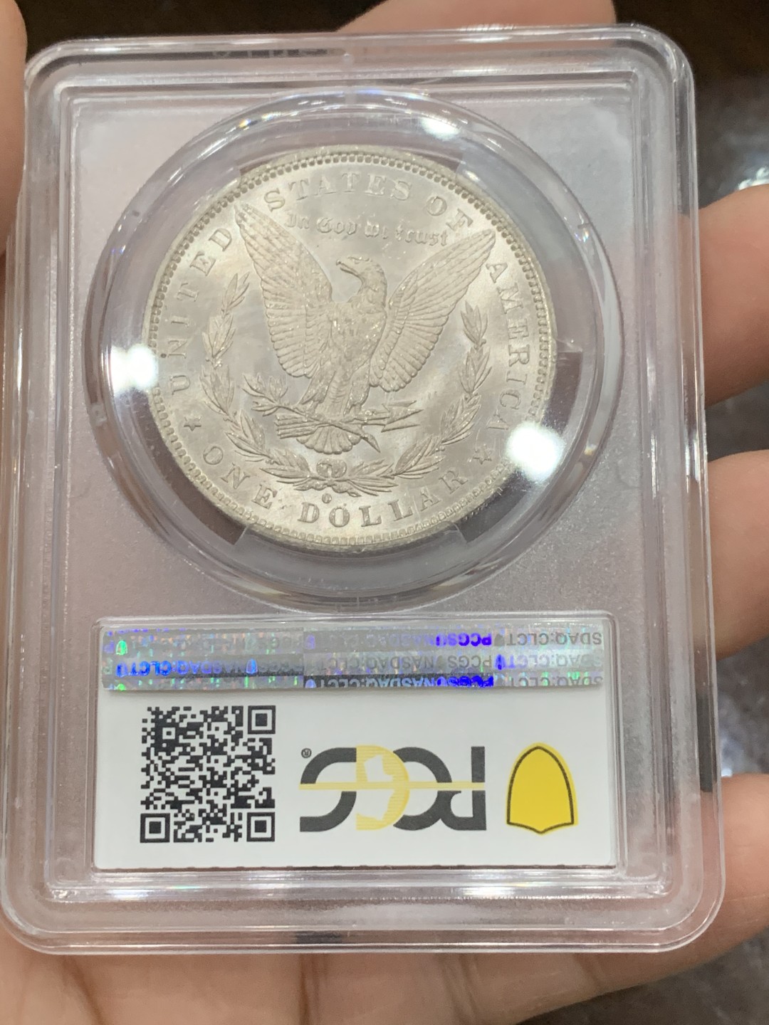 《竞宝斋》第121场-周日，周一 ，2场连拍（全场包邮） PCGS-MS63 美国1883年O版摩根1元大银币 底板有PL的感觉 爆光