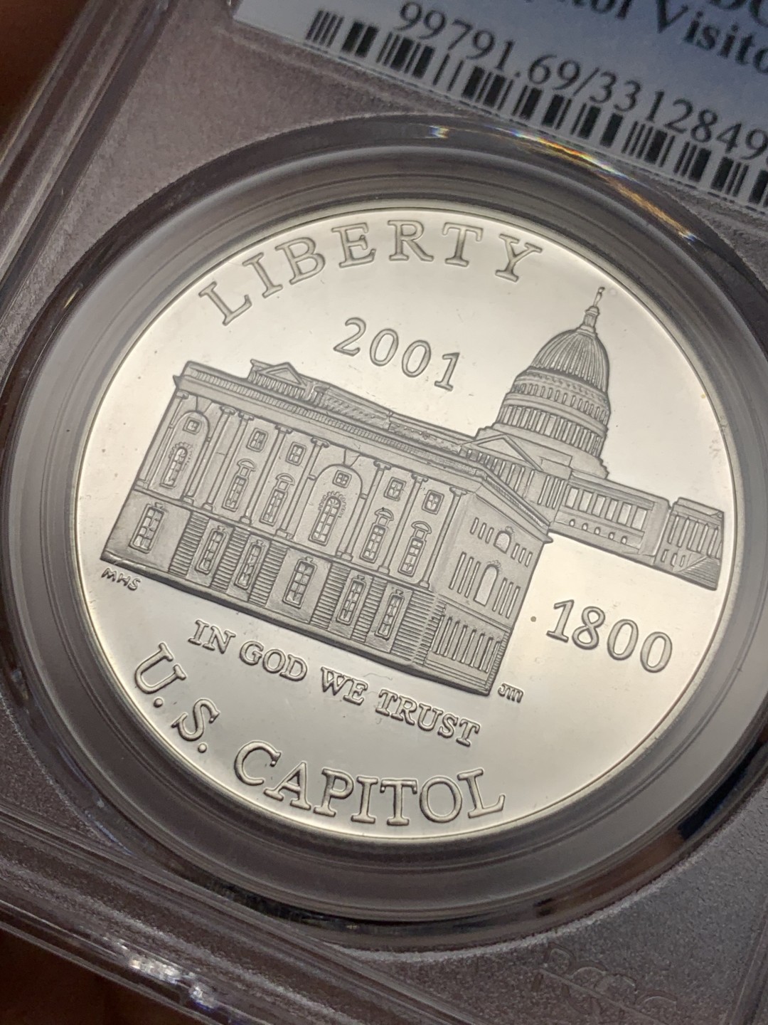 《竞宝斋》第121场-周日，周一 ，2场连拍（全场包邮） PCGS PR69 DC 美国 2001年 国会大厦开放201年纪念 大银币 高分好状态