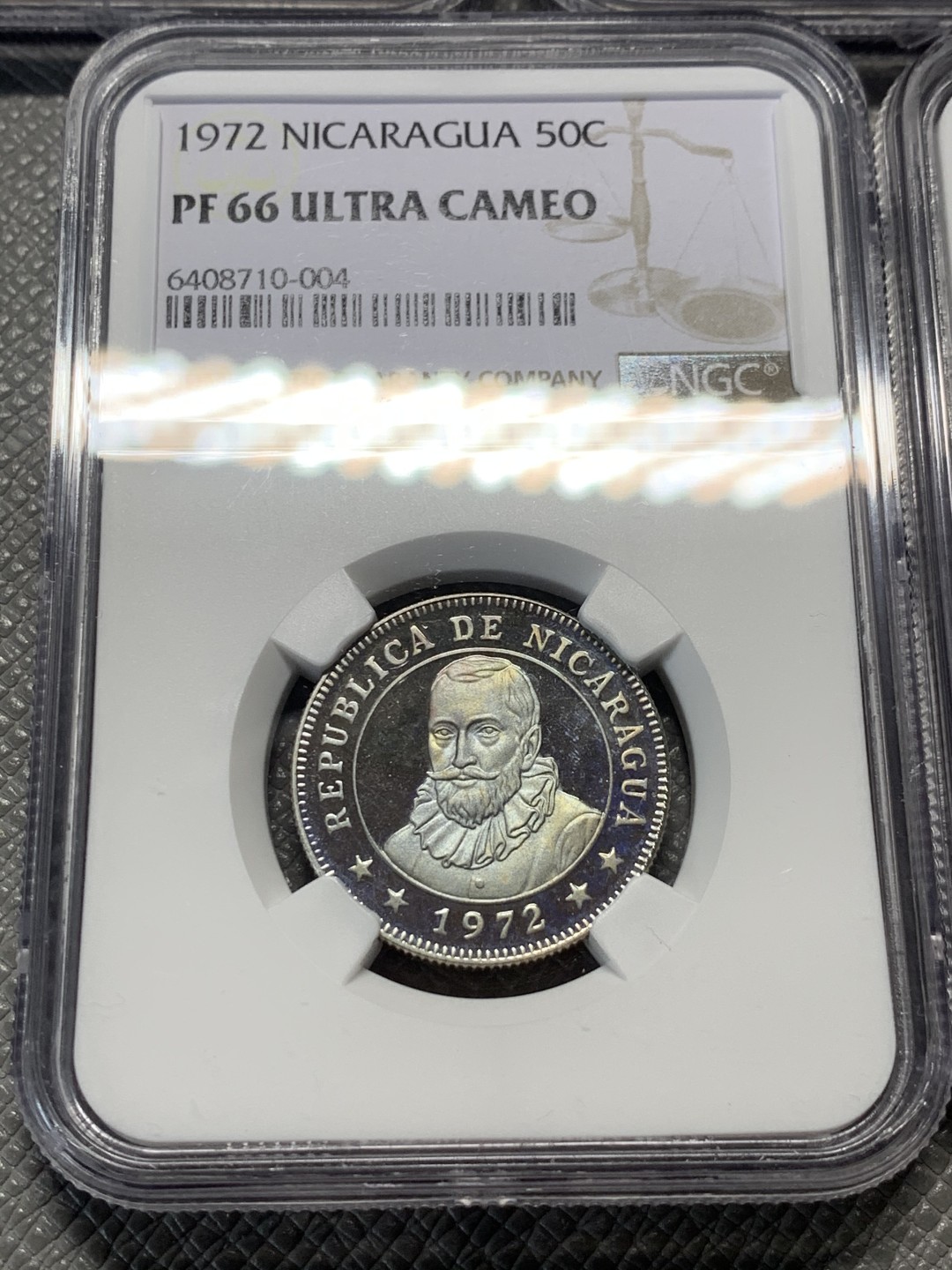 《竞宝斋》第121场-周日，周一 ，2场连拍（全场包邮） 五枚全套NGC-PF66 尼加拉瓜1972年 五岳精制币 其中5分是错版 非常非常稀少