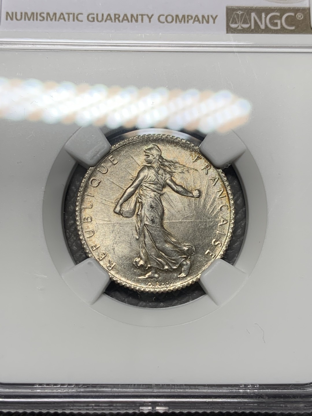 《竞宝斋》第121场-周日，周一 ，2场连拍（全场包邮） NGC-MS63 法国1920年 播种女神 1法郎银币 顶级品相