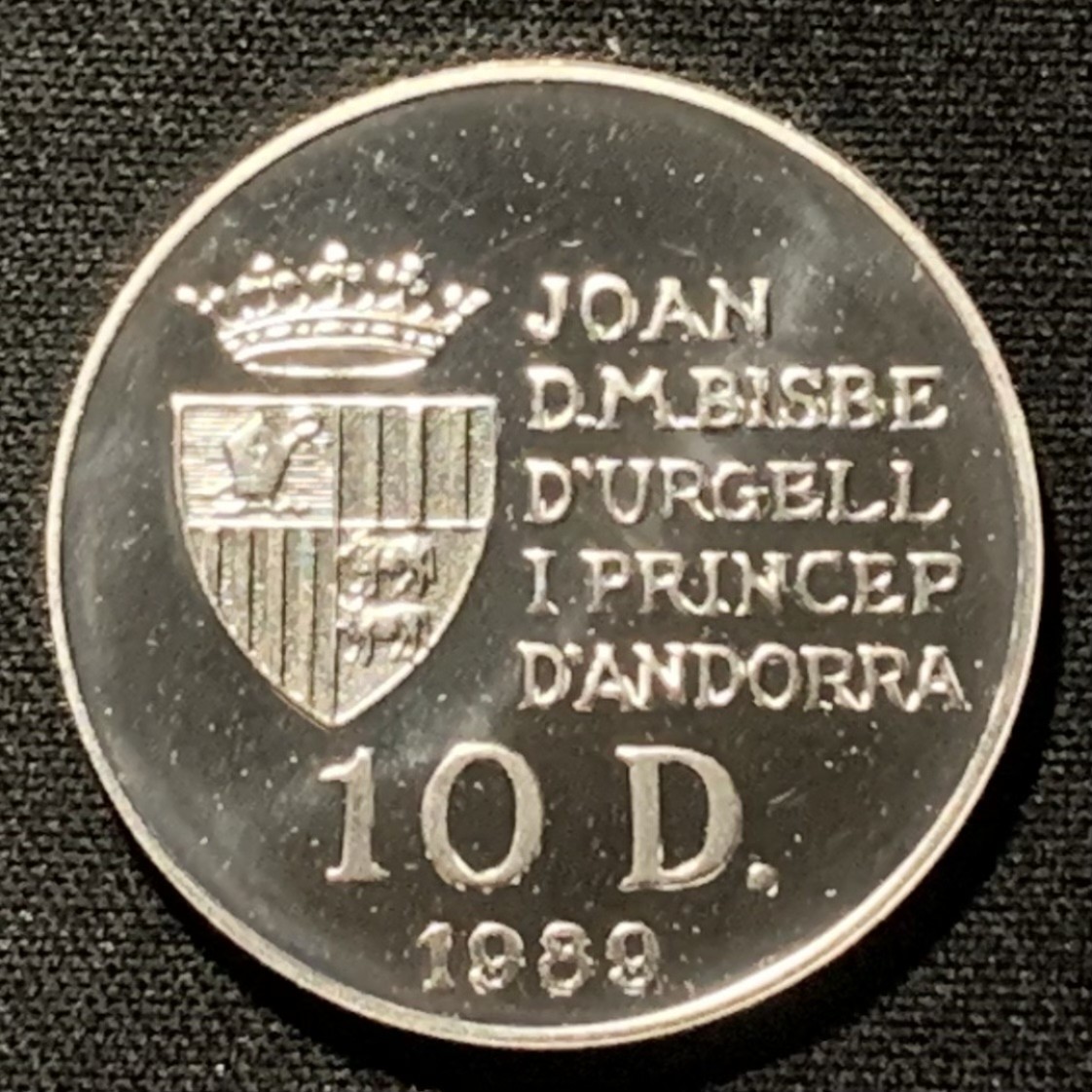 紫瑗钱币——第264期拍卖 安道尔 1989年 意大利世界杯 铲球 10第纳尔 12克 0.925银 精制