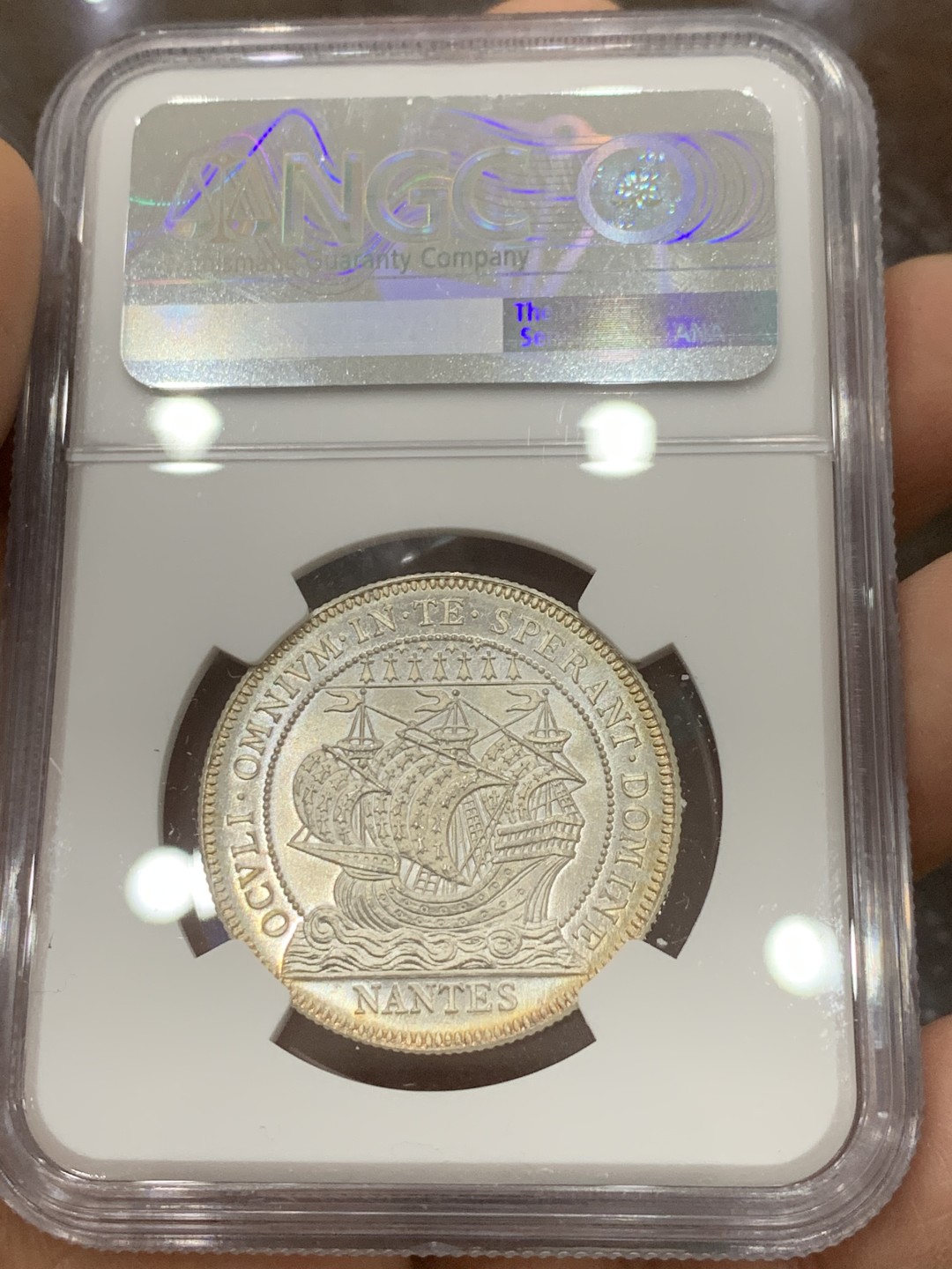 《竞宝斋》第121场-周日，周一 ，2场连拍（全场包邮） NGC MS66 19世纪法国南特商会银章 原光顶级品相