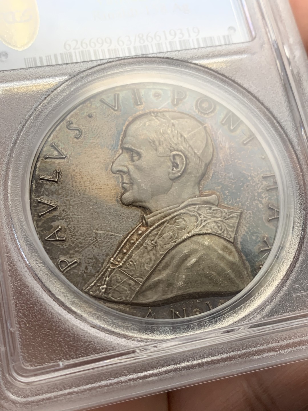 《竞宝斋》第121场-周日，周一 ，2场连拍（全场包邮） PCGS  MS-63 梵蒂冈 1963年  教皇保罗六世大银章，镜面底板