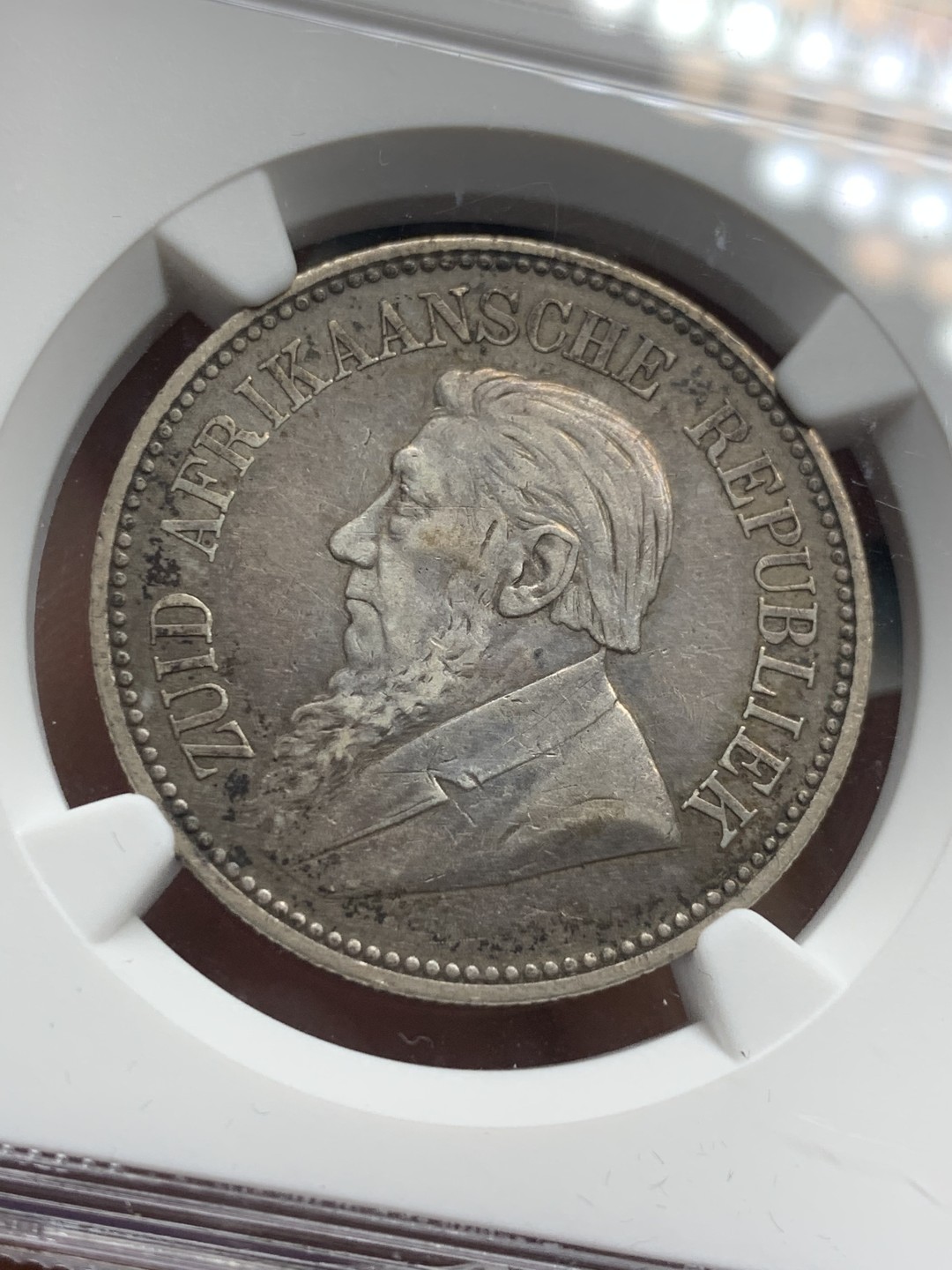 《竞宝斋》第121场-周日，周一 ，2场连拍（全场包邮） NGC AU 1894 南非2.5先令，原味包浆，无清洗痕迹