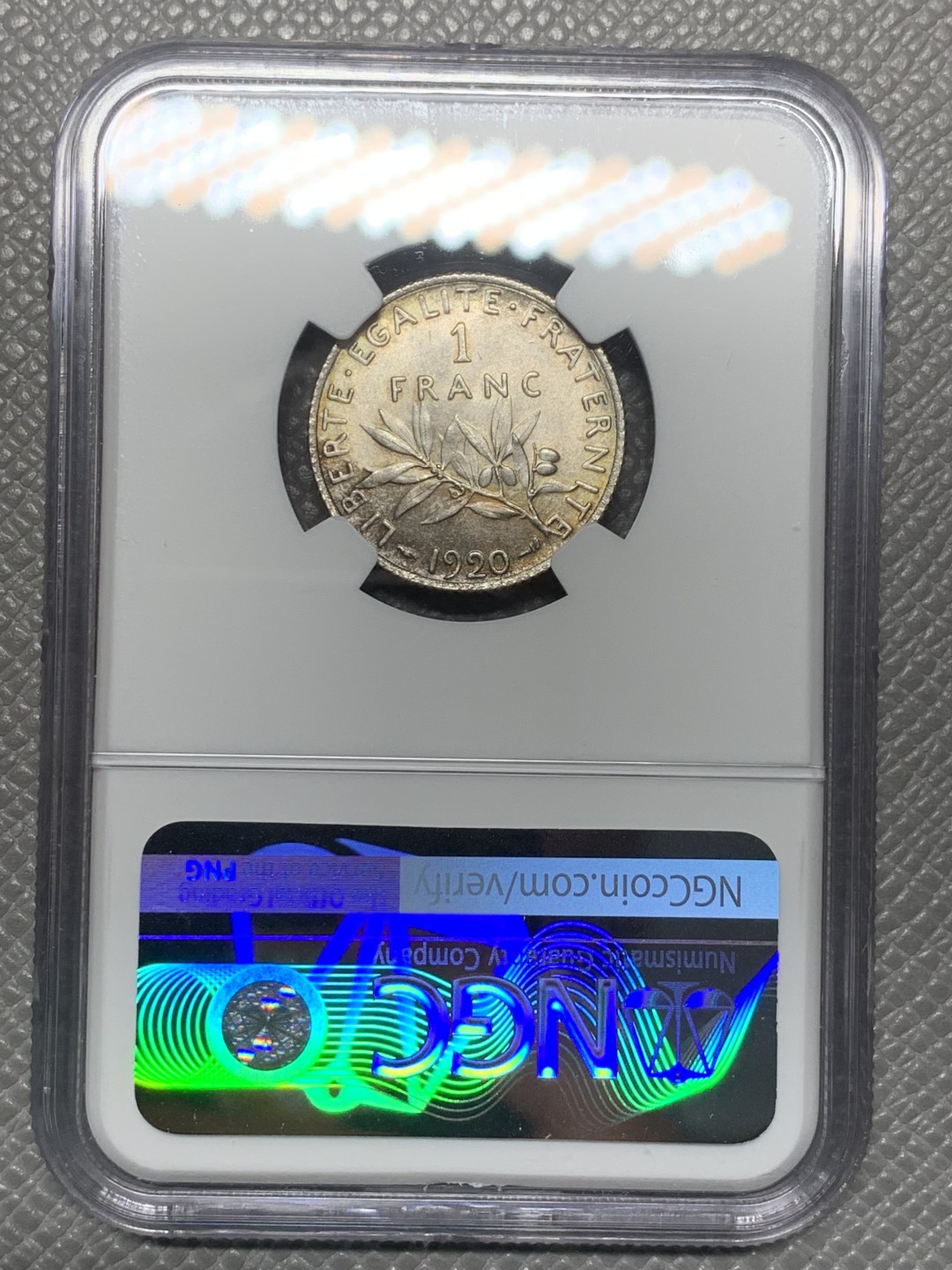 《竞宝斋》第121场-周日，周一 ，2场连拍（全场包邮） NGC-MS63 法国1920年 播种女神 1法郎银币 顶级品相