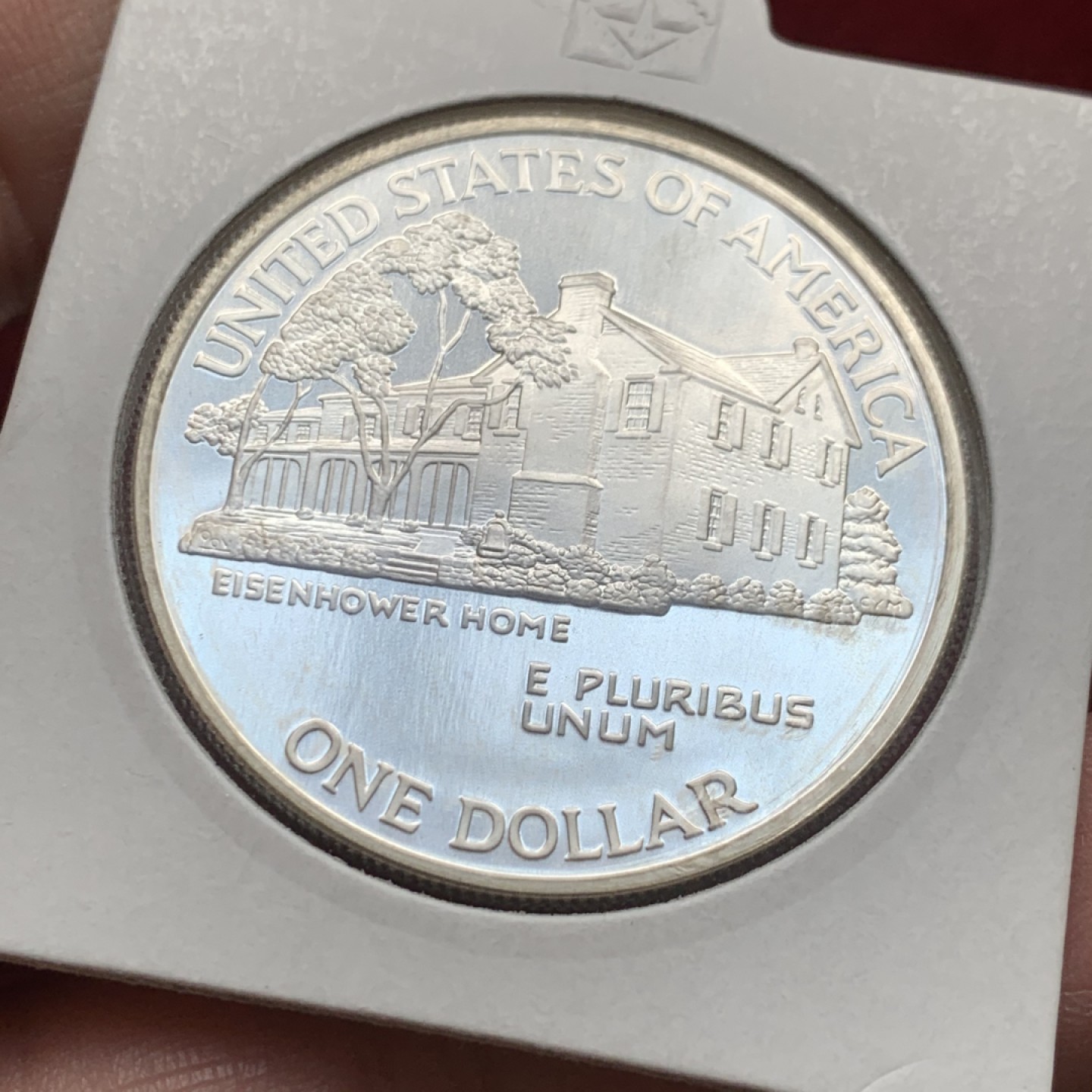 《竞宝斋》第121场-周日，周一 ，2场连拍（全场包邮） 美国 1990年 艾森豪威尔百年纪念 1美元银币 大银币 38.1mm 26.73克