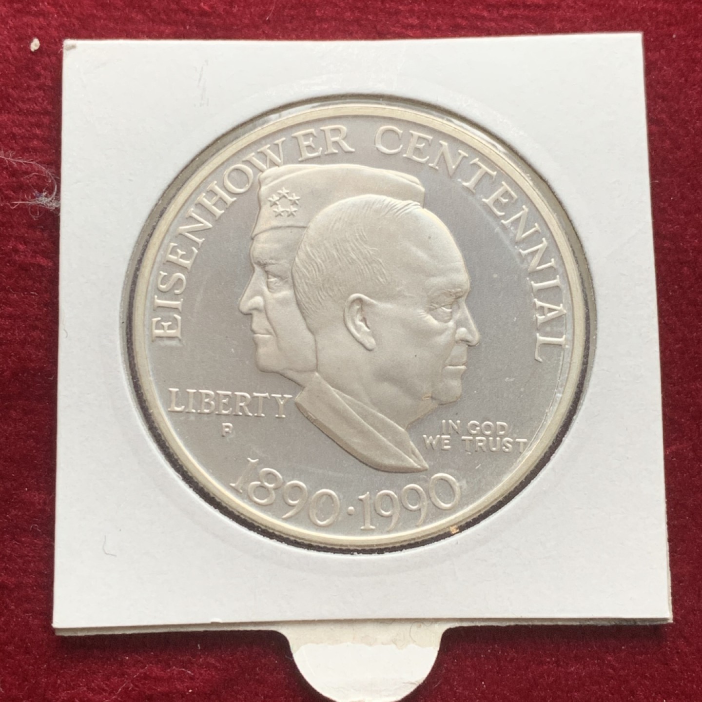 《竞宝斋》第121场-周日，周一 ，2场连拍（全场包邮） 美国 1990年 艾森豪威尔百年纪念 1美元银币 大银币 38.1mm 26.73克