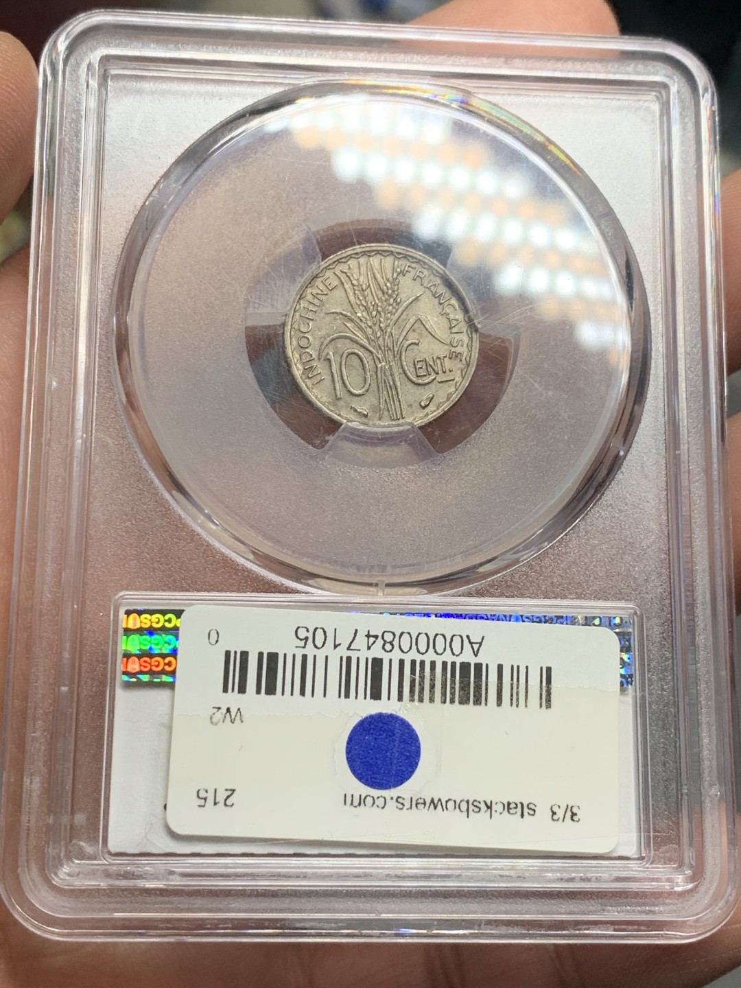 《竞宝斋》第121场-周日，周一 ，2场连拍（全场包邮） NGC AU58法属印度支那1939年10分 背面左上角有一小磕