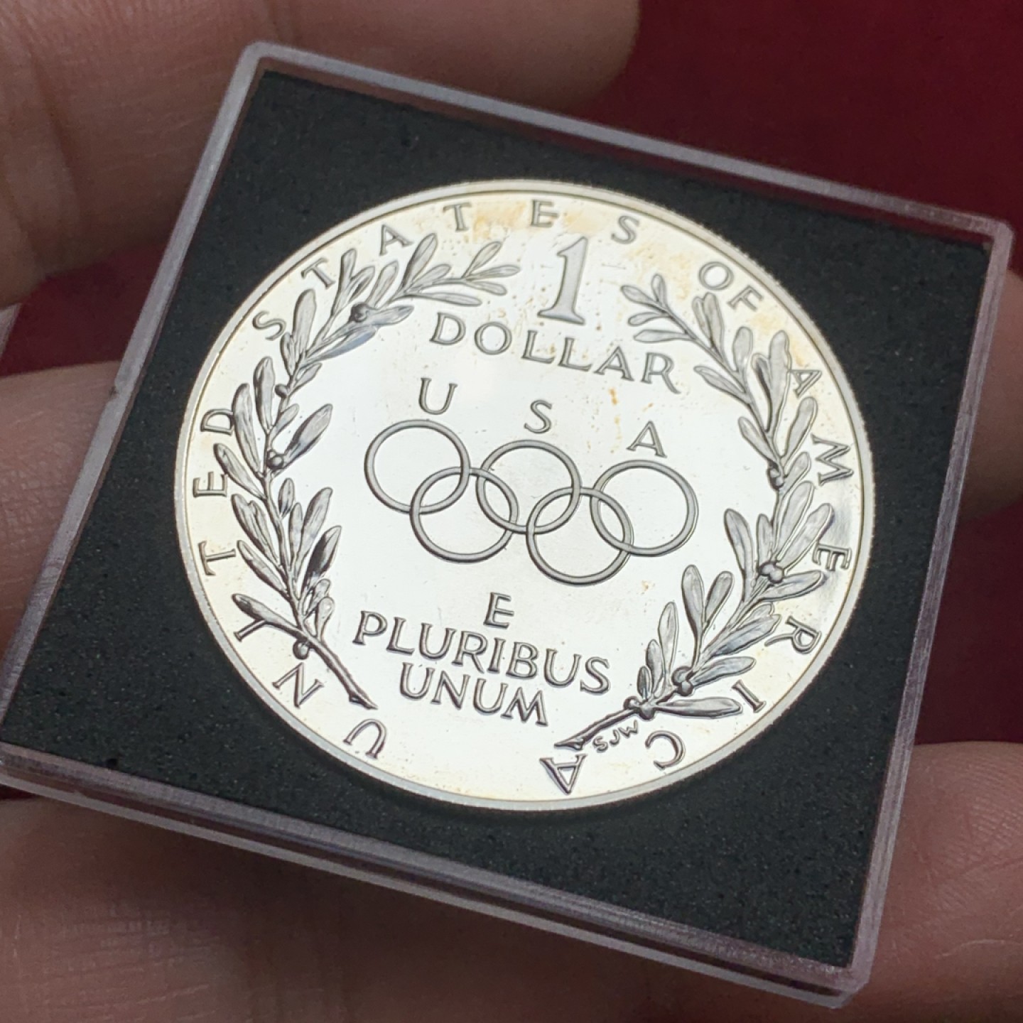 《竞宝斋》第121场-周日，周一 ，2场连拍（全场包邮） 美国 1988年 韩国首尔奥运会 1美元银币 大银币 38.1mm 26.73克 PF版