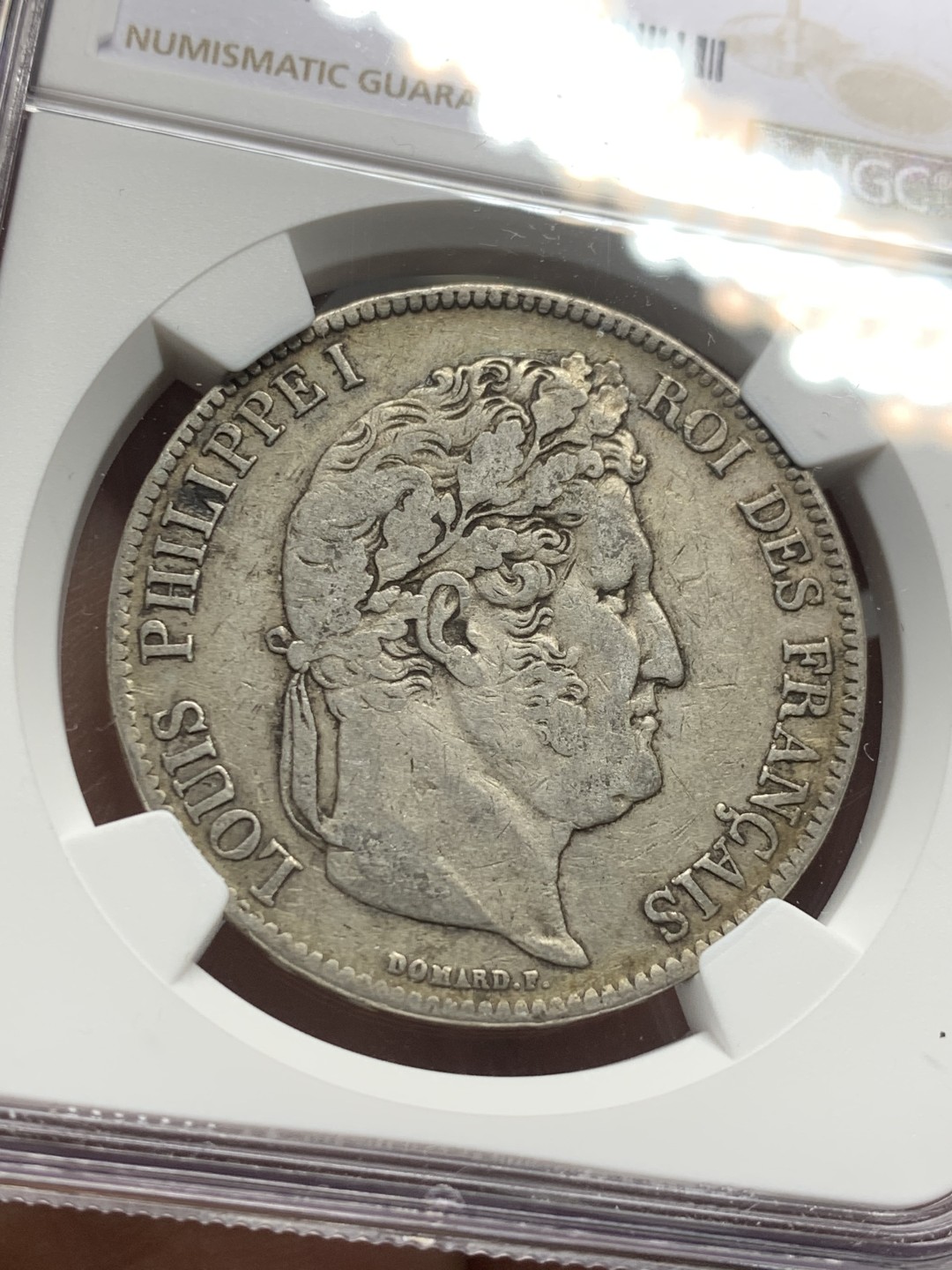 《竞宝斋》第121场-周日，周一 ，2场连拍（全场包邮） NGC-VF35 法国1837年 菲利普一世 5法郎大银币 原味好品