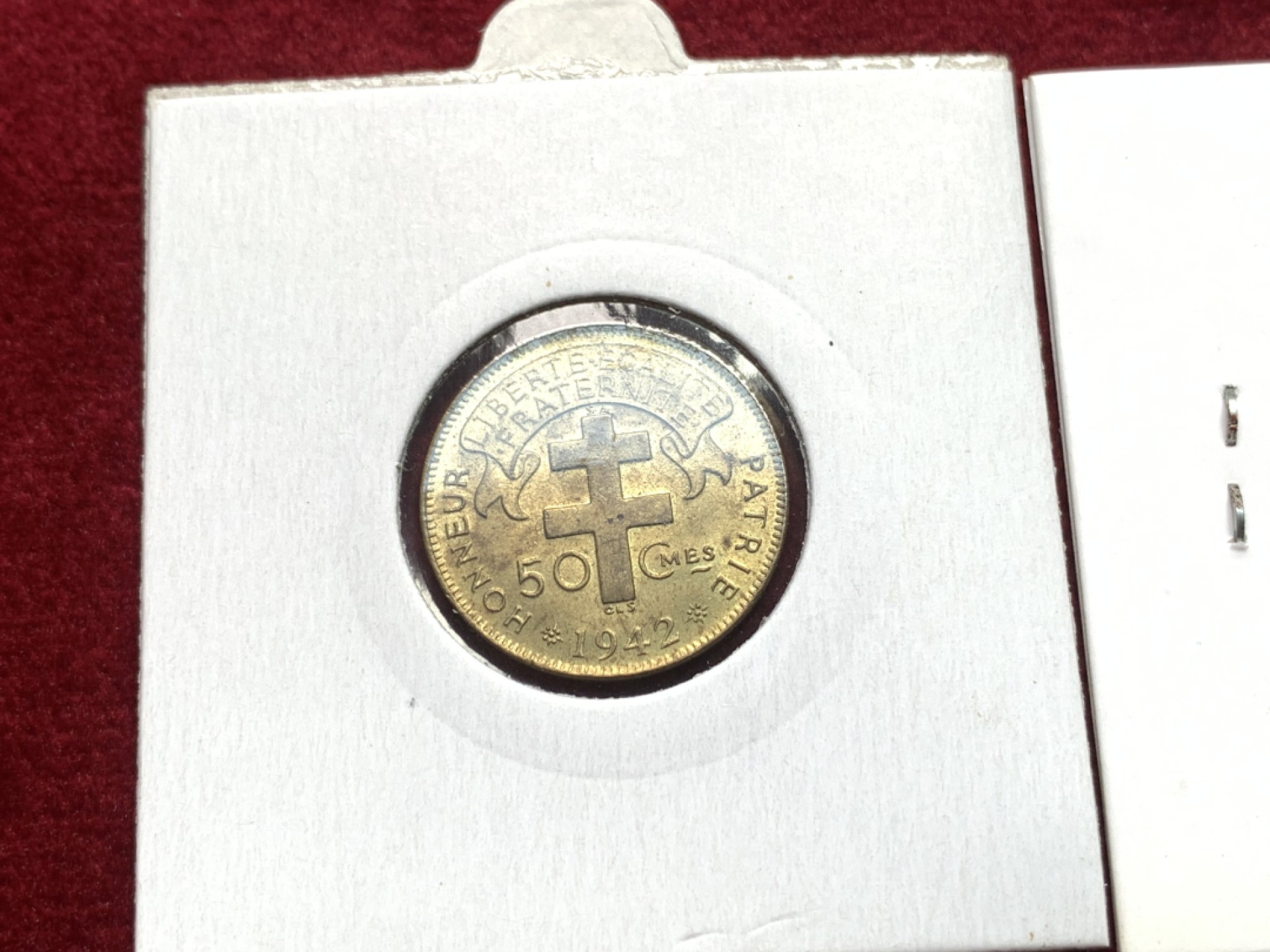 《竞宝斋》第121场-周日，周一 ，2场连拍（全场包邮） 法属喀麦隆1943年50分少见版KM4，原光MS；法属赤道非洲1942年50分UNC