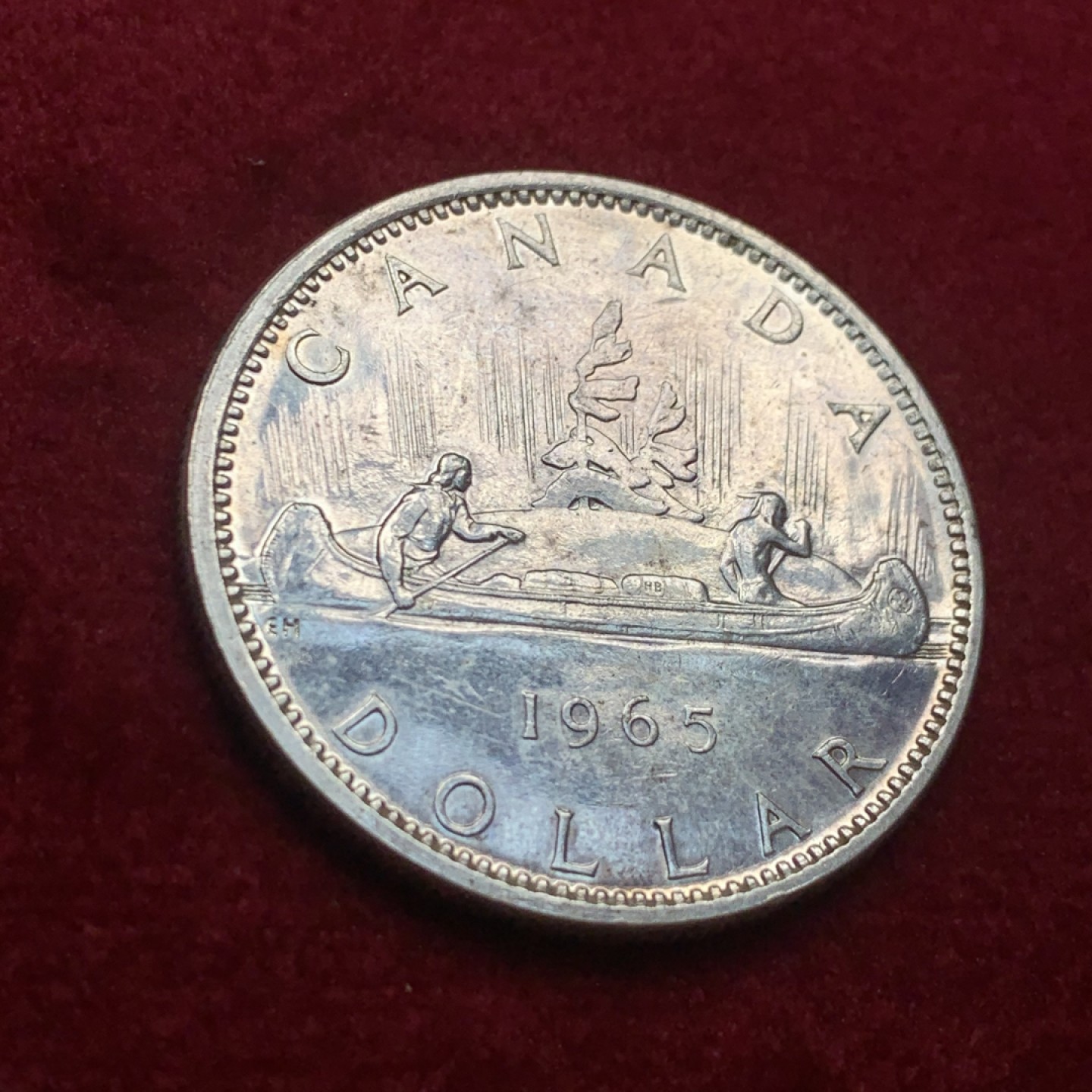 《竞宝斋》第121场-周日，周一 ，2场连拍（全场包邮） 加拿大 1965年 伊丽莎白 帆船 一元 银币