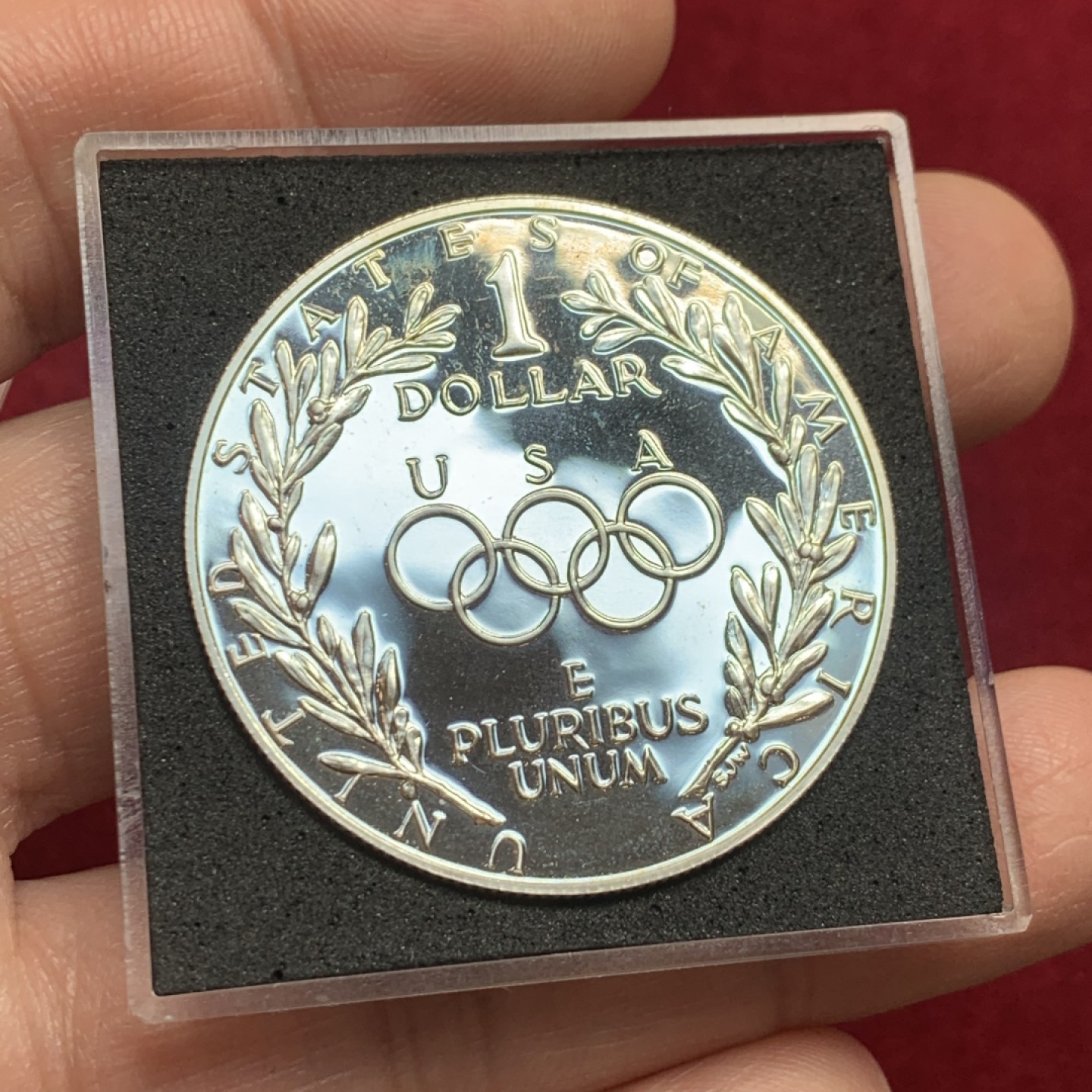 《竞宝斋》第121场-周日，周一 ，2场连拍（全场包邮） 美国 1988年 韩国首尔奥运会 1美元银币 大银币 38.1mm 26.73克 PF版